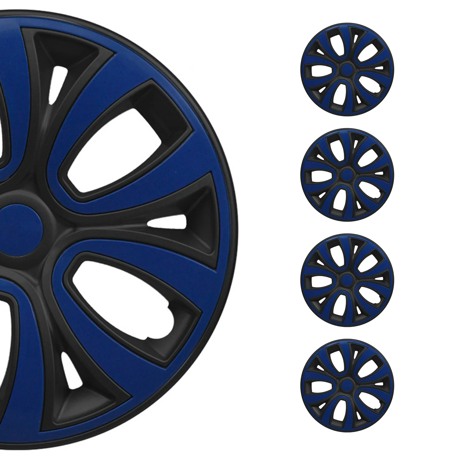 ColorFlex Hub Caps Wheel Cover 14" Black Matt & Dark Blue Full Set 4 pcs.