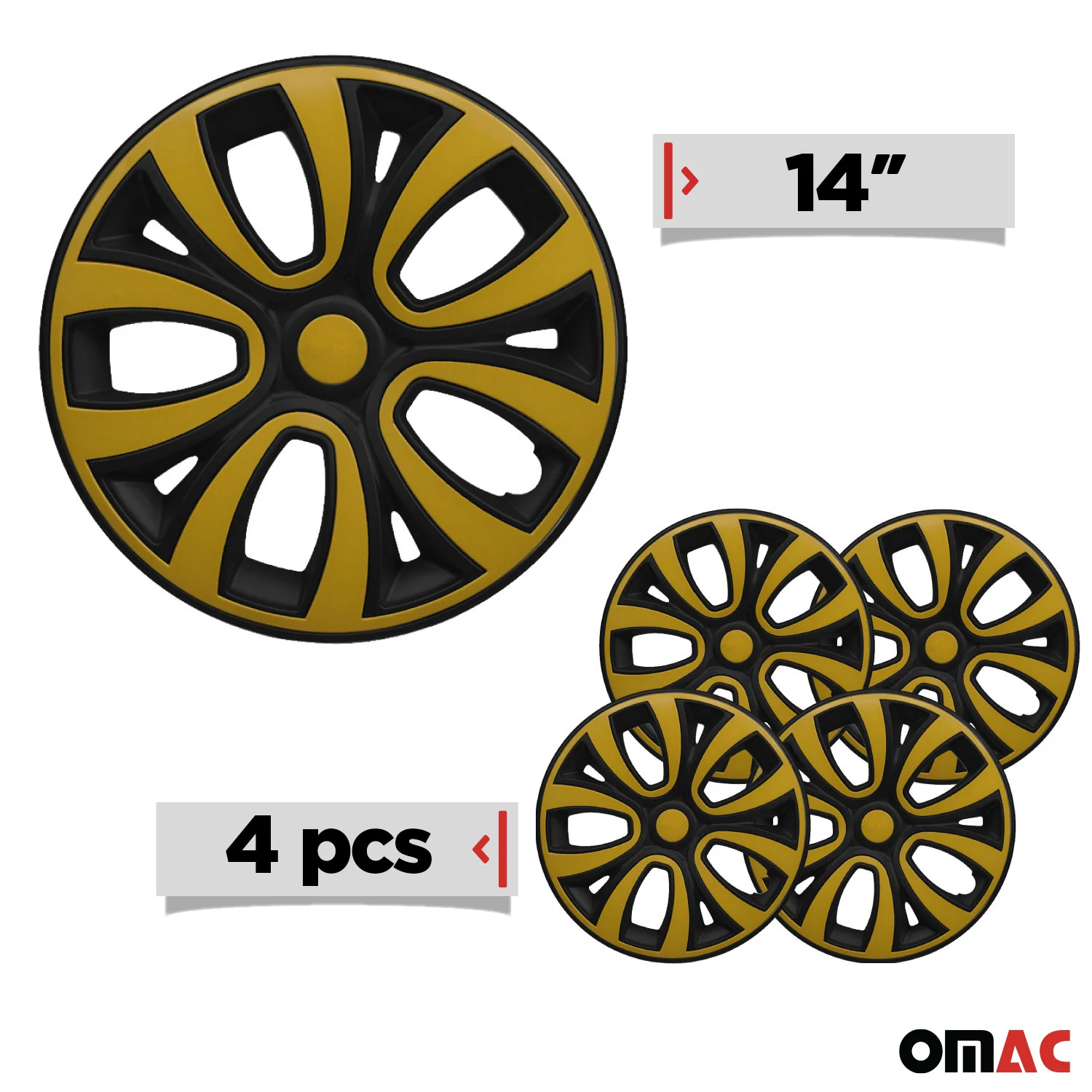 ColorFlex Hub Caps Wheel Cover 14" Black & Yellow Full Set 4 pcs. - Image 3
