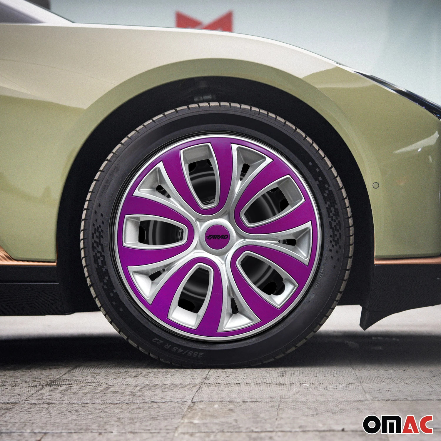 ColorFlex Hub Caps Wheel Cover 14" Gray & Violet Full Set 4 pcs. - Image 2