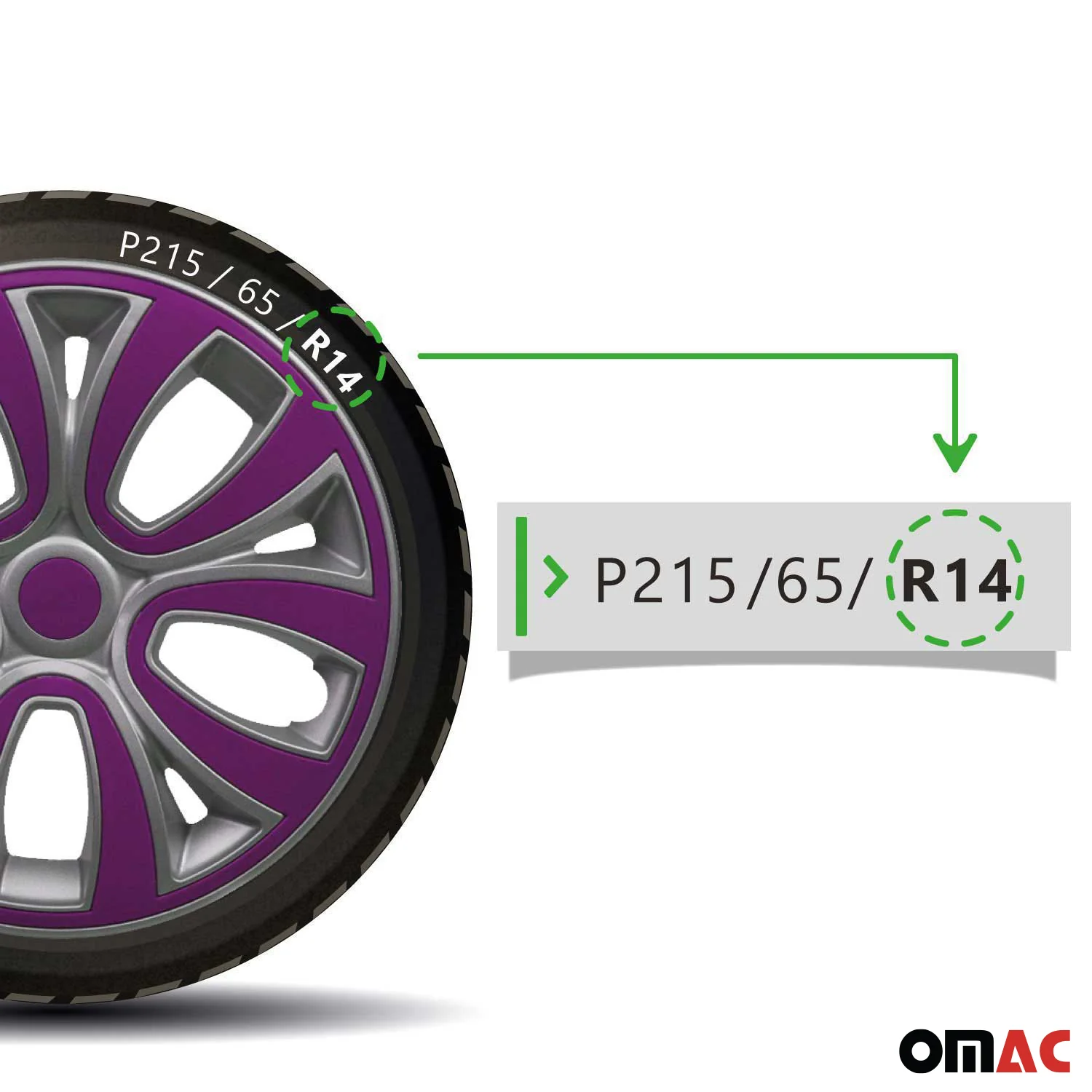 ColorFlex Hub Caps Wheel Cover 14" Gray & Violet Full Set 4 pcs. - Image 5