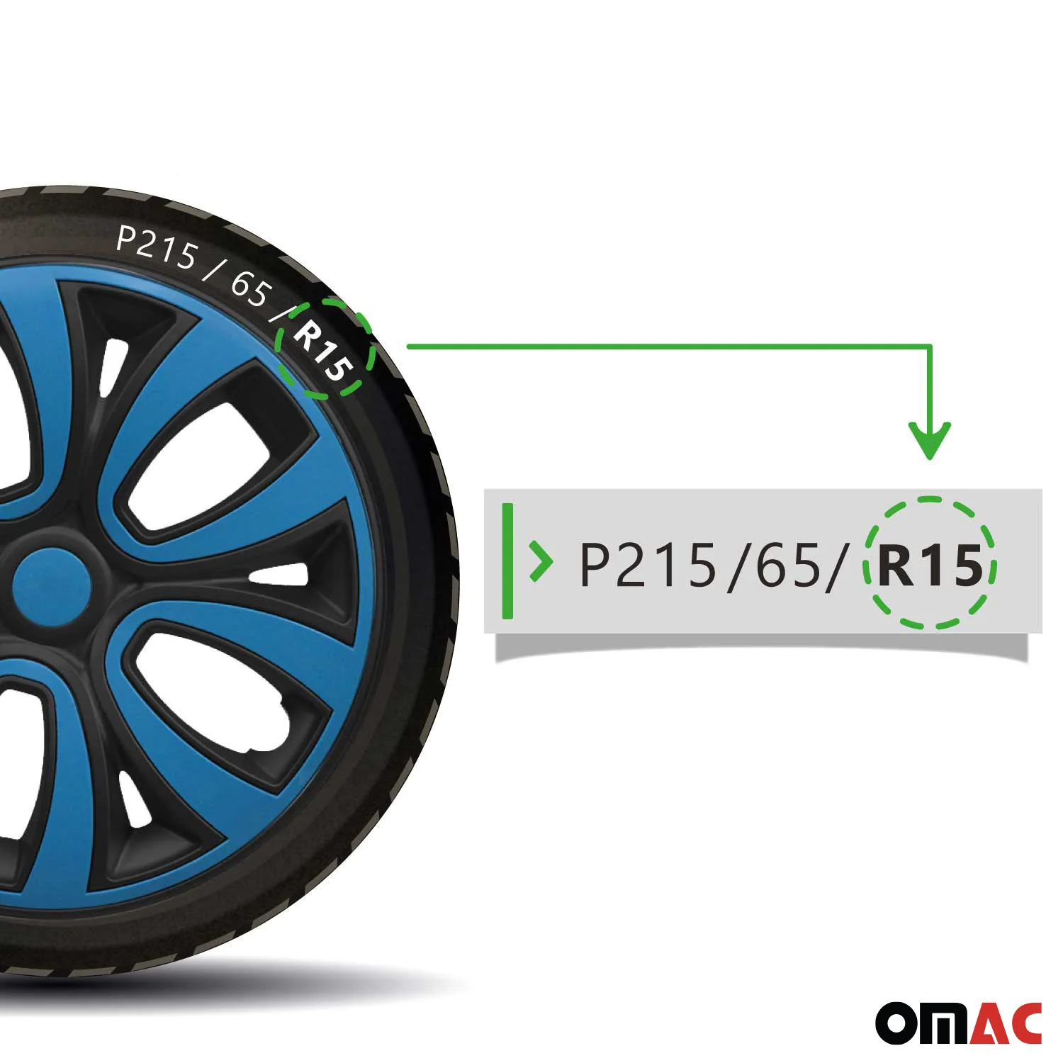 ColorFlex Hub Caps Wheel Cover 15" Black Matt & Blue Full Set 4 pcs. - Image 5