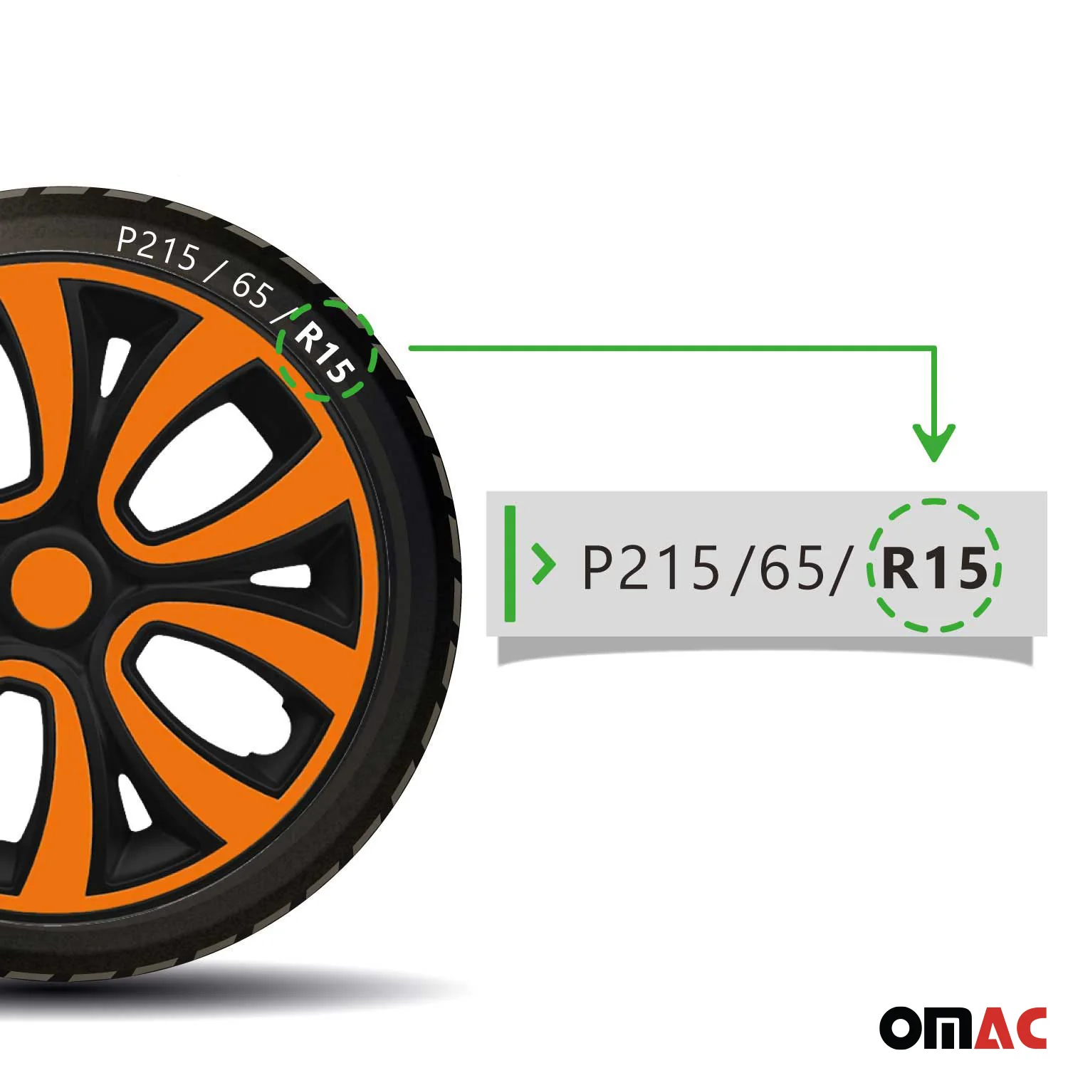 ColorFlex Hub Caps Wheel Cover 15" Black Matt & Orange Full Set 4 pcs. - Image 5