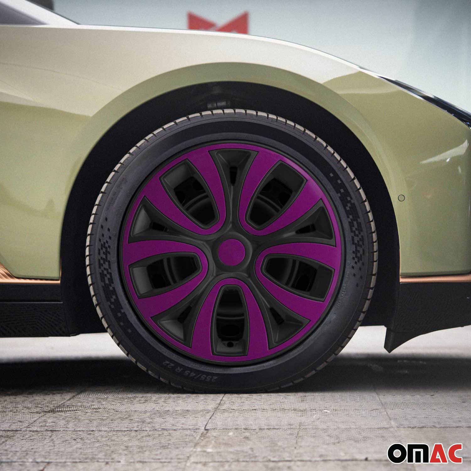 ColorFlex Hub Caps Wheel Cover 15" Black Matt & Violet Full Set 4 pcs. - Image 2