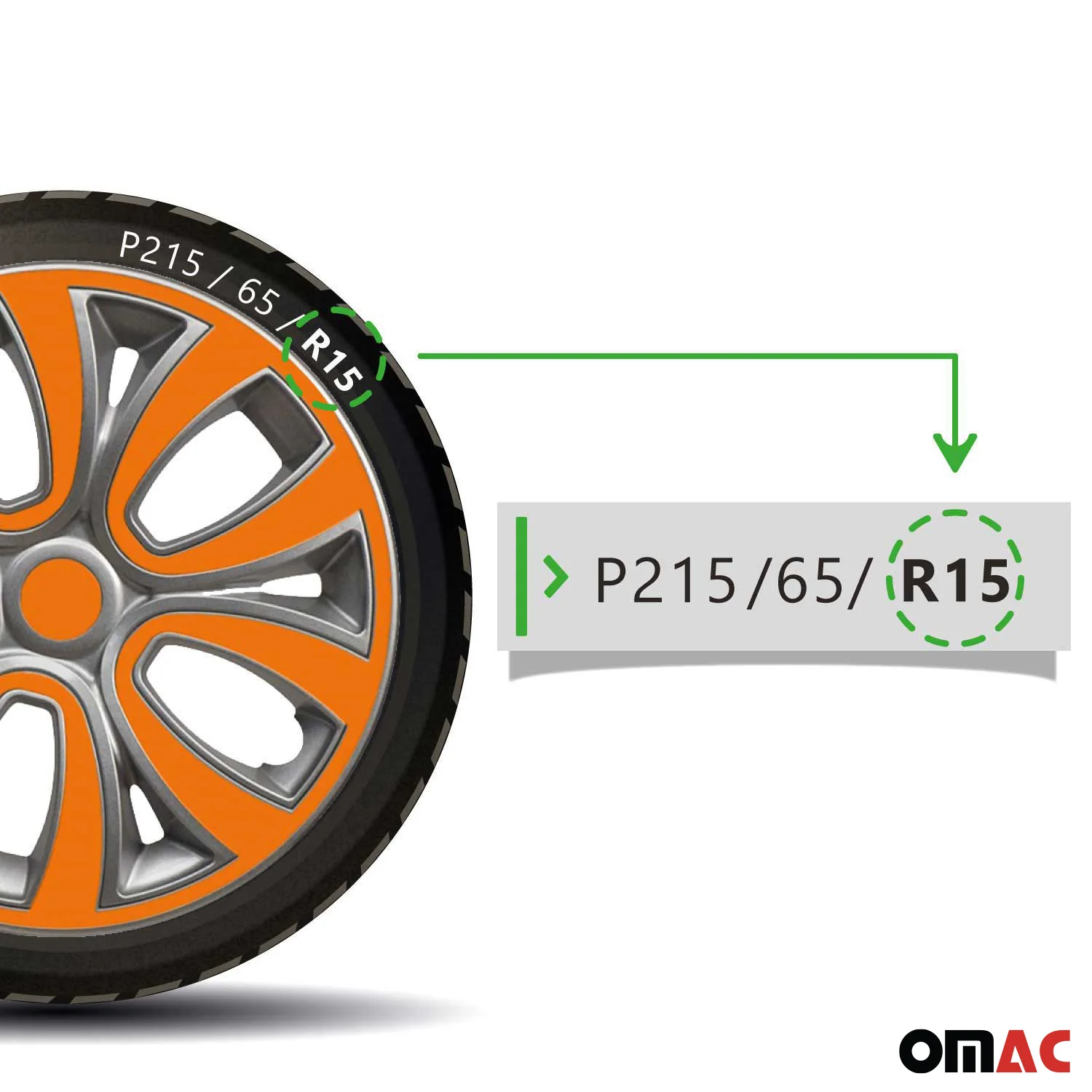 ColorFlex Hub Caps Wheel Cover 15" Gray & Orange Full Set 4 pcs. - Image 5