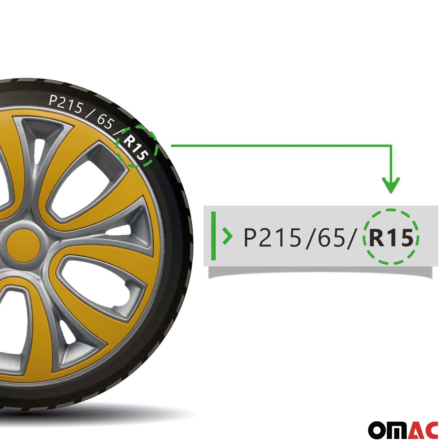 ColorFlex Hub Caps Wheel Cover 15" Gray & Yellow Full Set 4 pcs. - Image 5