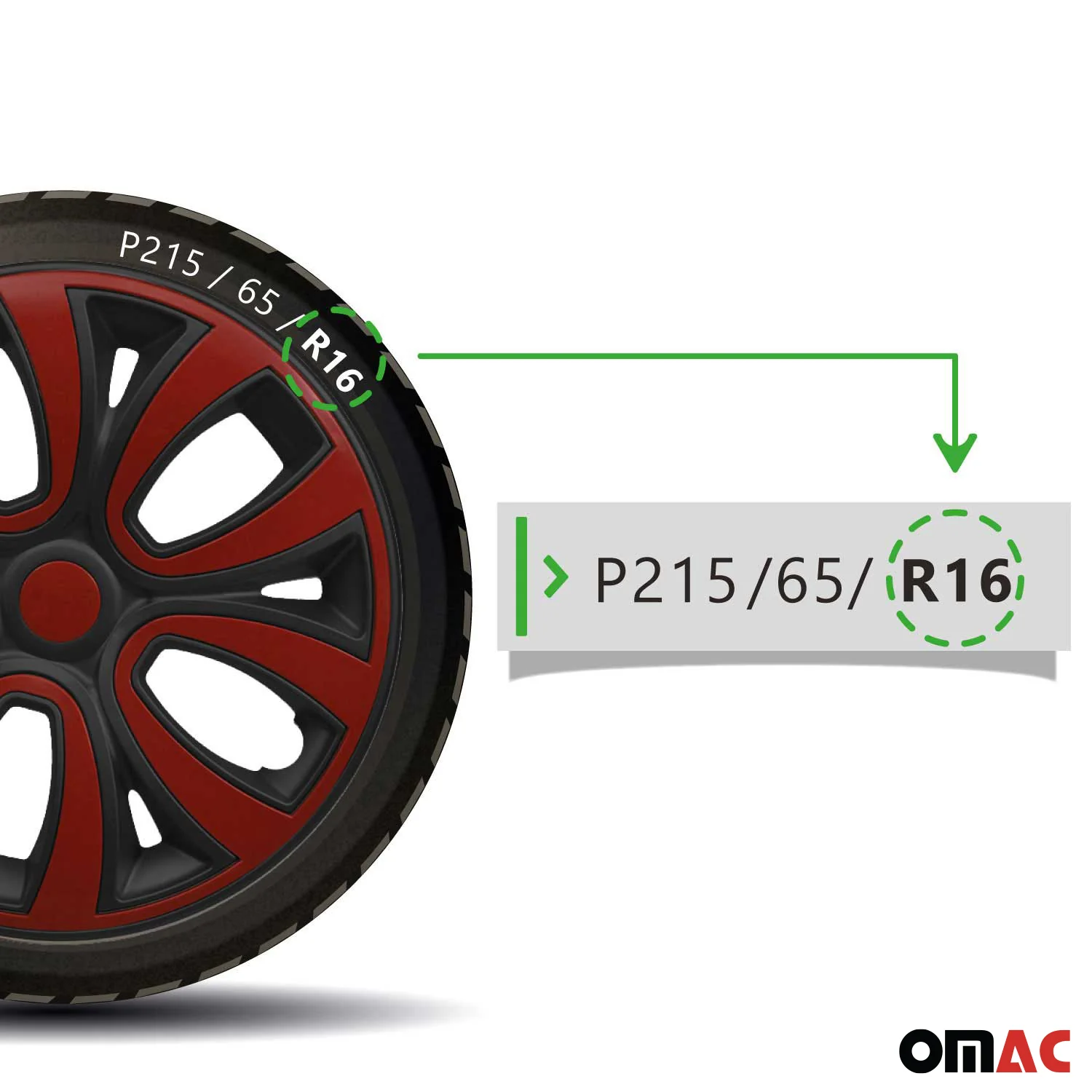 ColorFlex Hub Caps Wheel Cover 16" Black Matt & Red Full Set 4 pcs. - Image 5