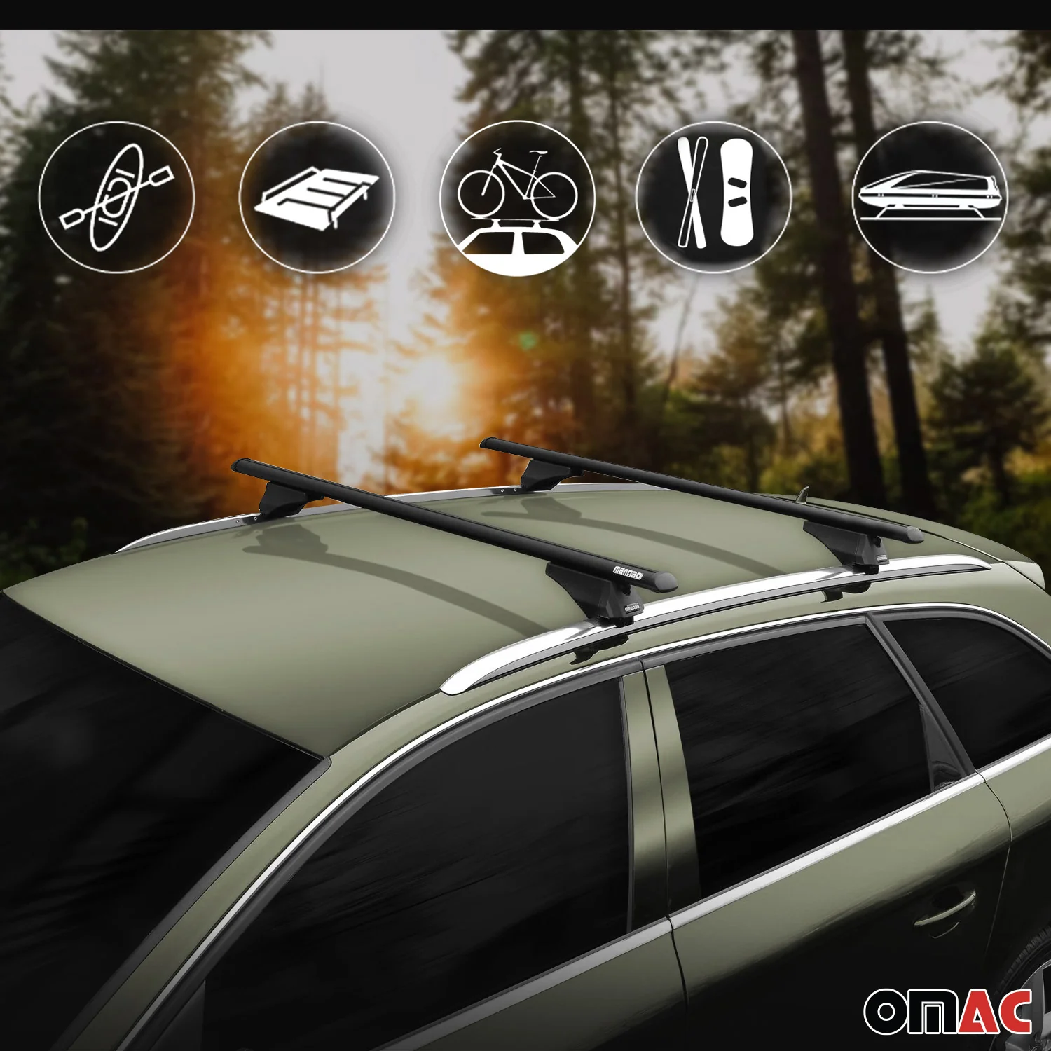 2019-2025 Cadillac XT4 Roof Rack Cross Bars Black - Image 8