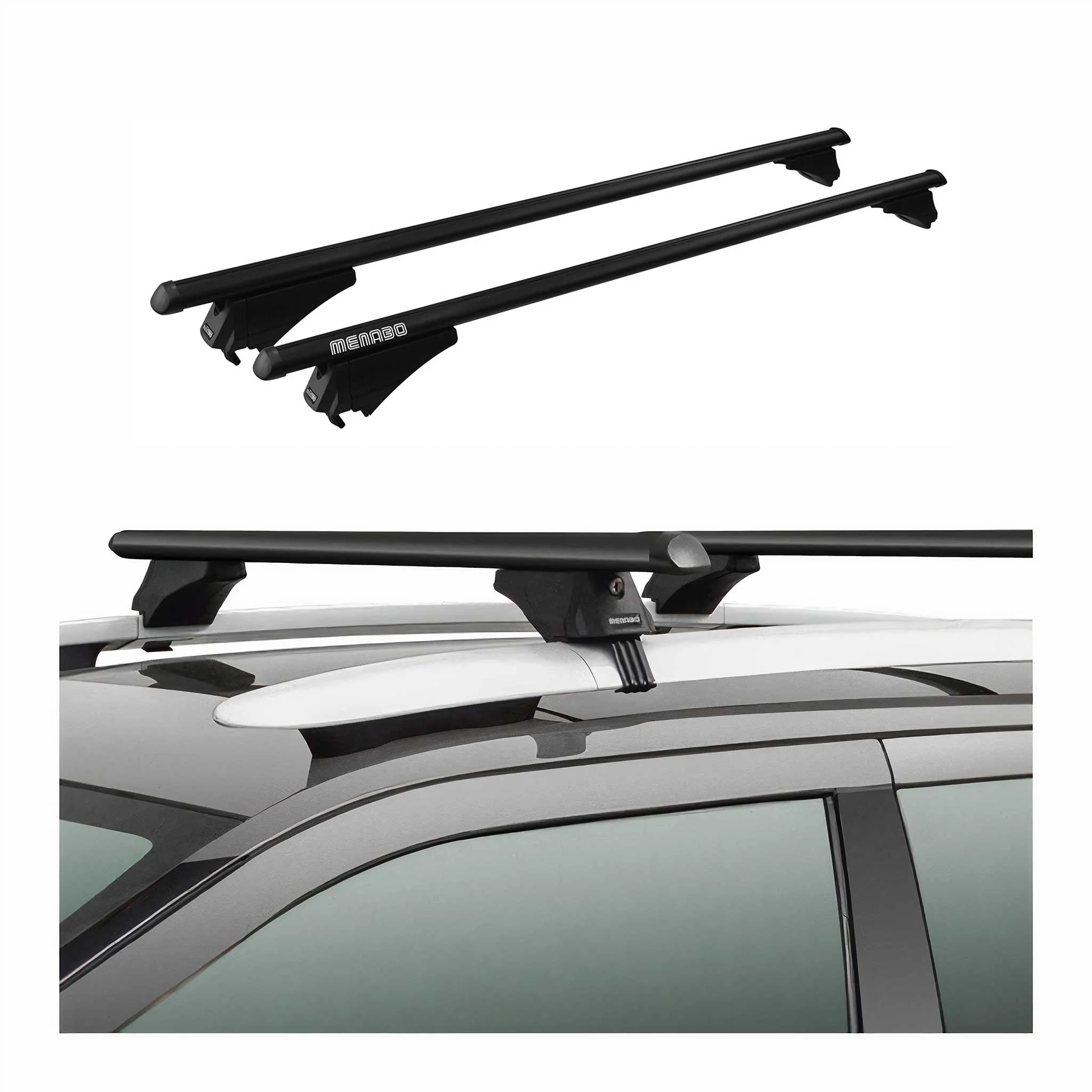 2018-2024 VW Tiguan Allspace Roof Rack Cross Bars Black - Image 2