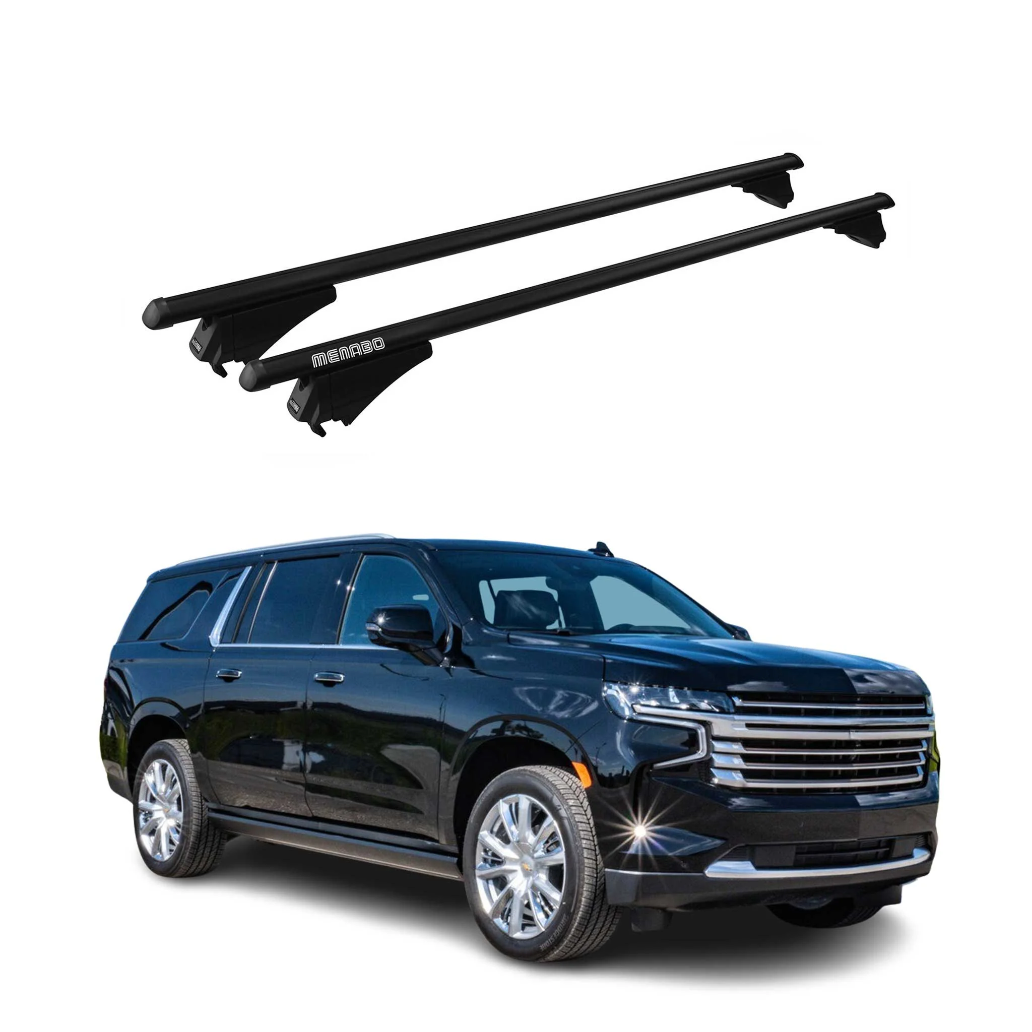 Cross Bars Roof Racks Aluminium for Chevrolet Suburban 2021-2026 Black 2Pcs