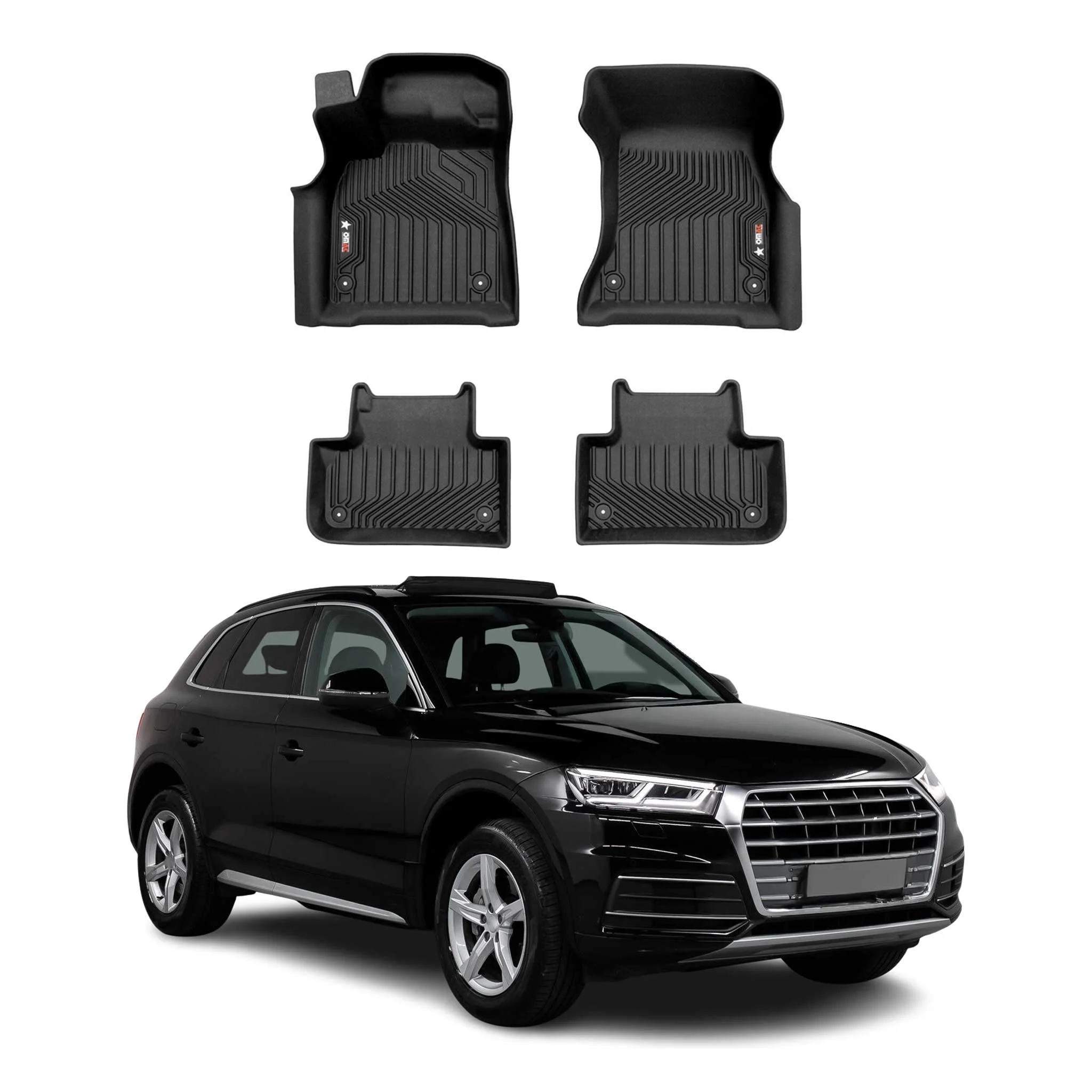 2018-2025 Audi Q5 SQ5 2.gen Premium Floor Mats Liners First and Second Row Set Black