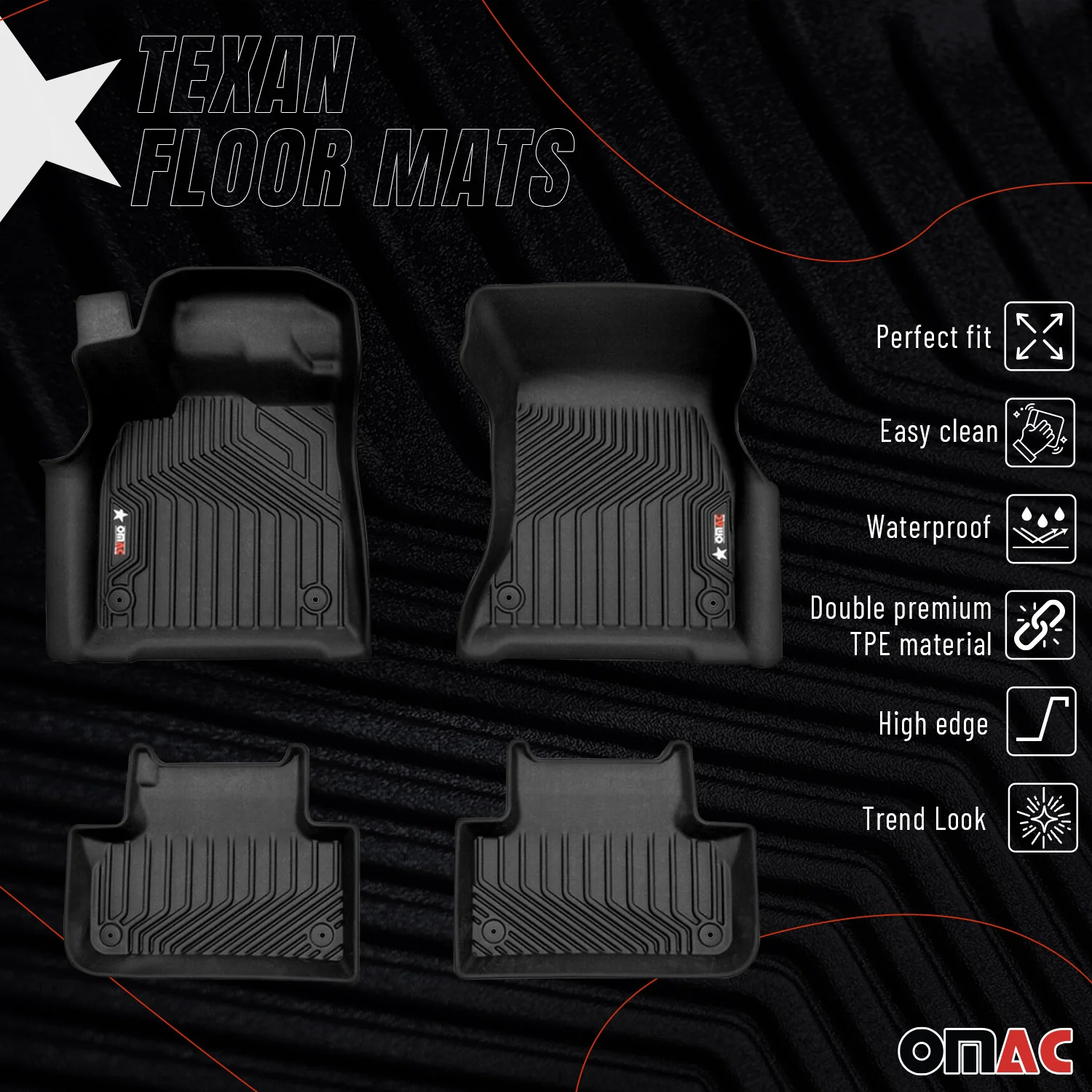 2018-2025 Audi Q5 SQ5 2.gen Premium Floor Mats Liners First and Second Row Set Black - Image 2