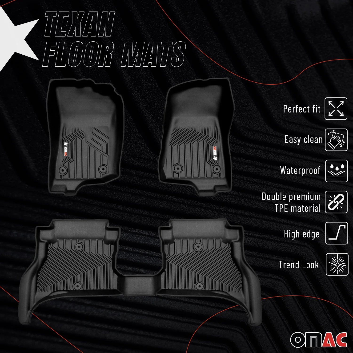 2021-2024 Jeep Wrangler 4xe Premium Floor Mats Liners First and Second Row Set Black - Image 2