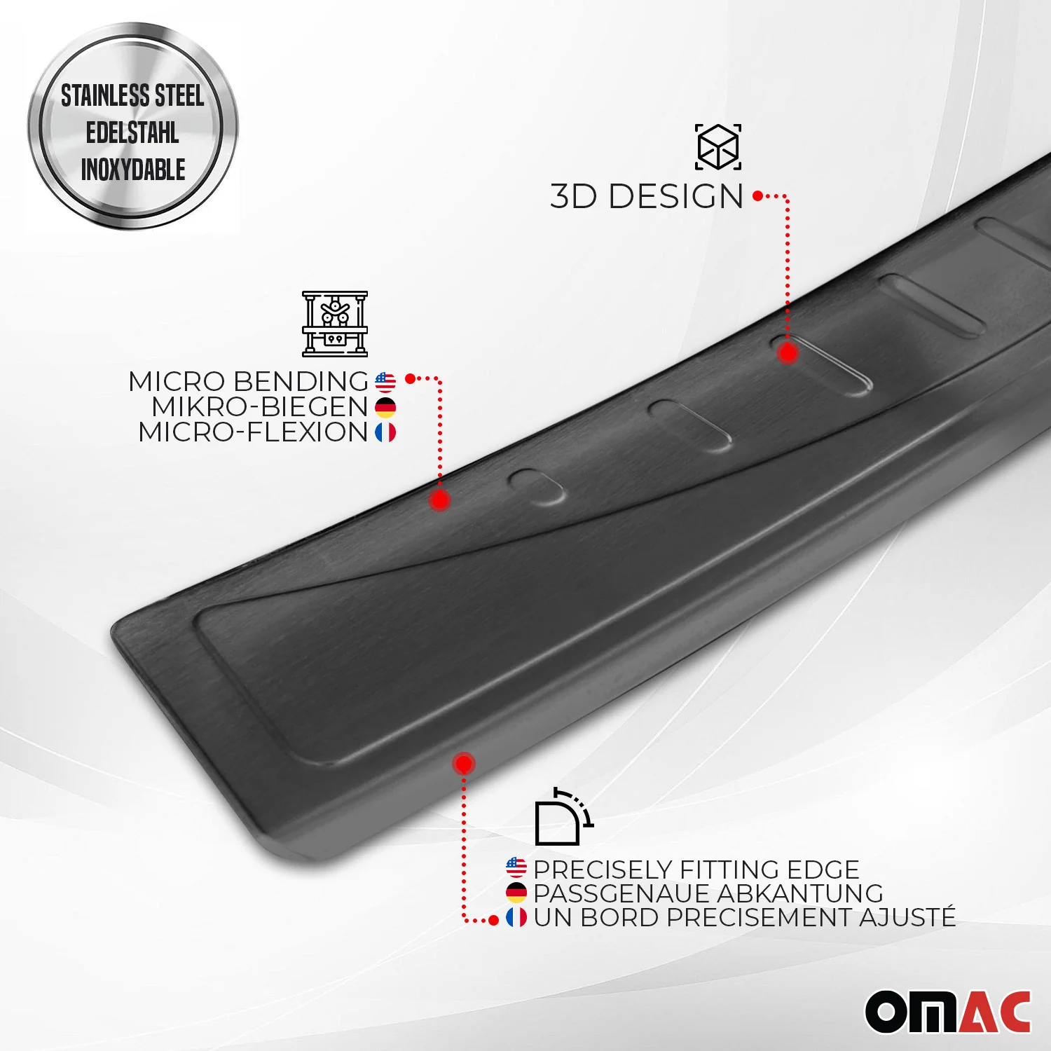 2016-2018 Hyundai Tucson Rear Bumper Guard Stainless Steel Dark Brushed - Image 5