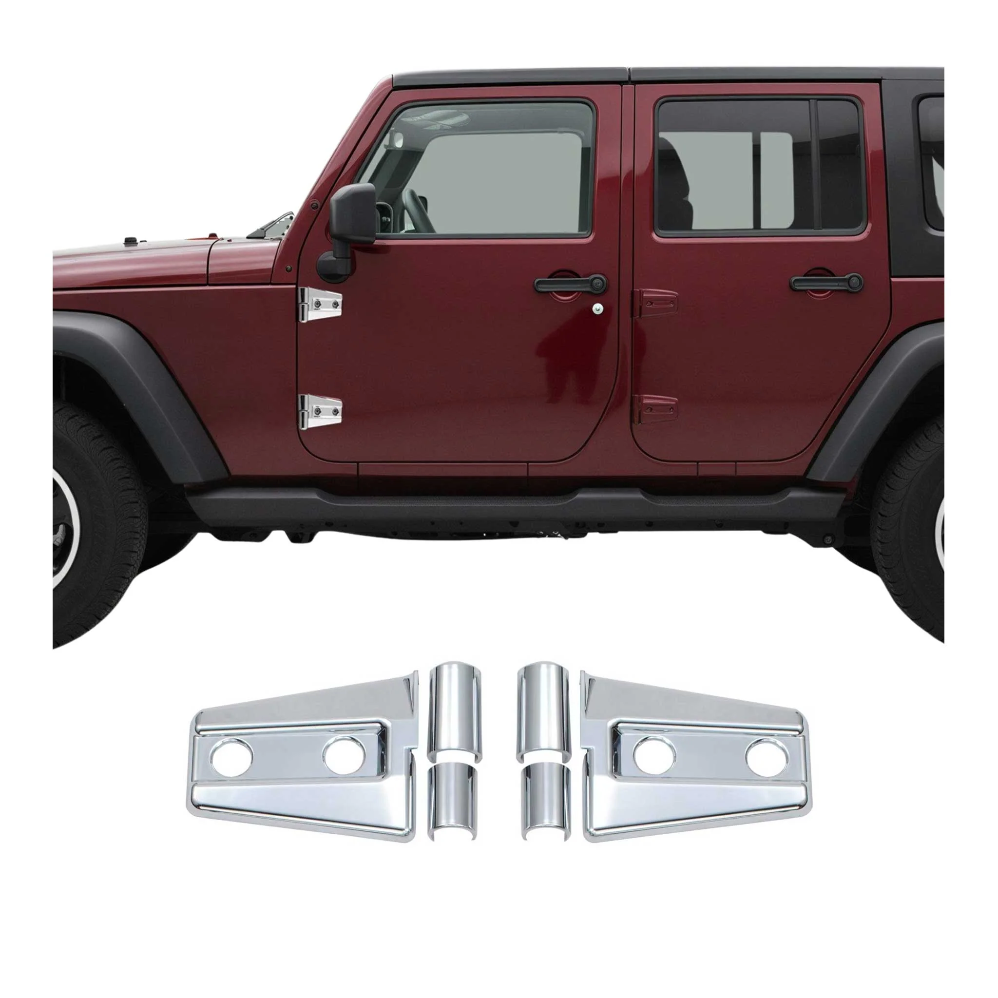 Door Hinge Cover for Jeep Wrangler 2007-2018 Silver 2Pcs ABS Chrome