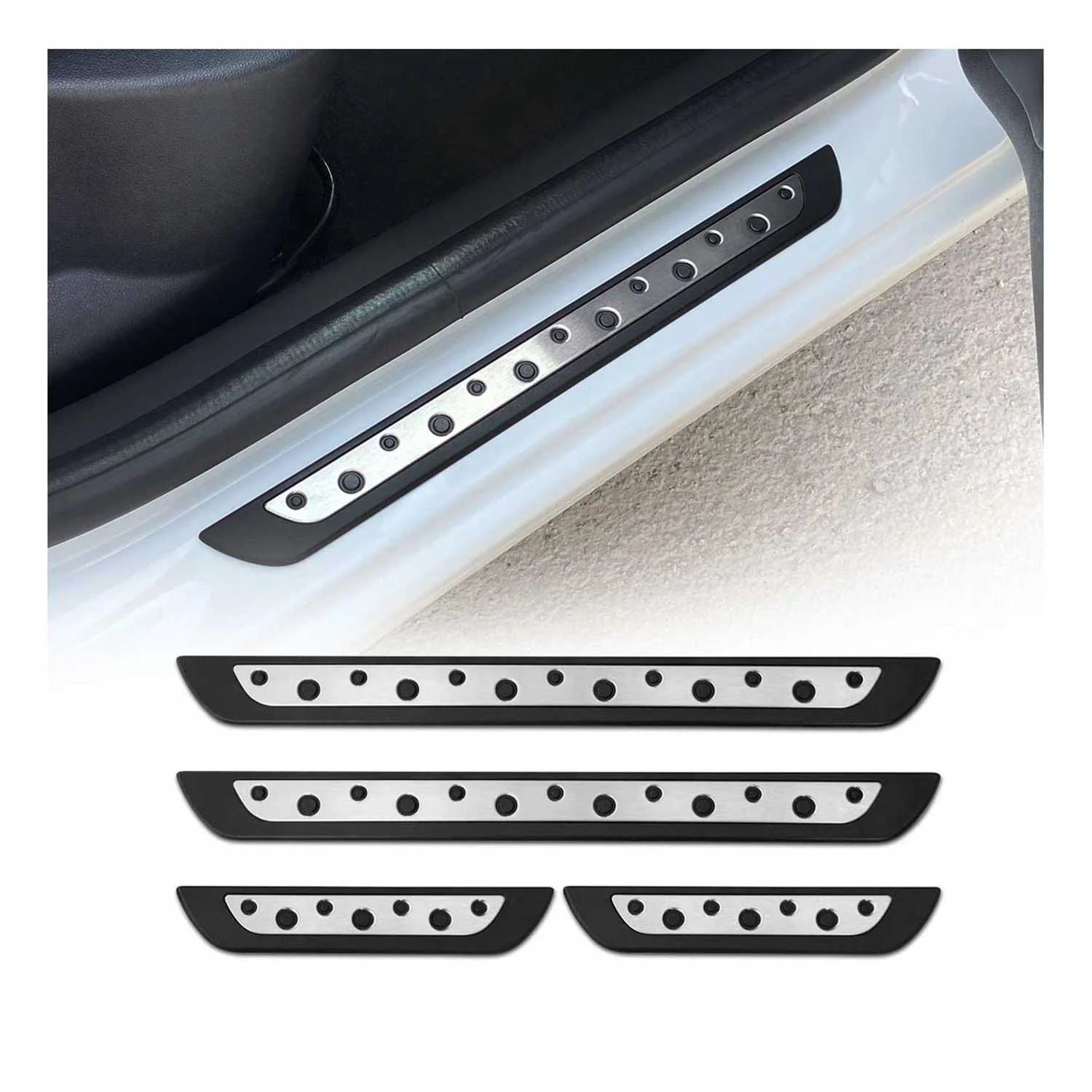 Dodge Ram Door Sill Scuff Plate Scratch Protector Stainless Steel Silver 4 Pcs
