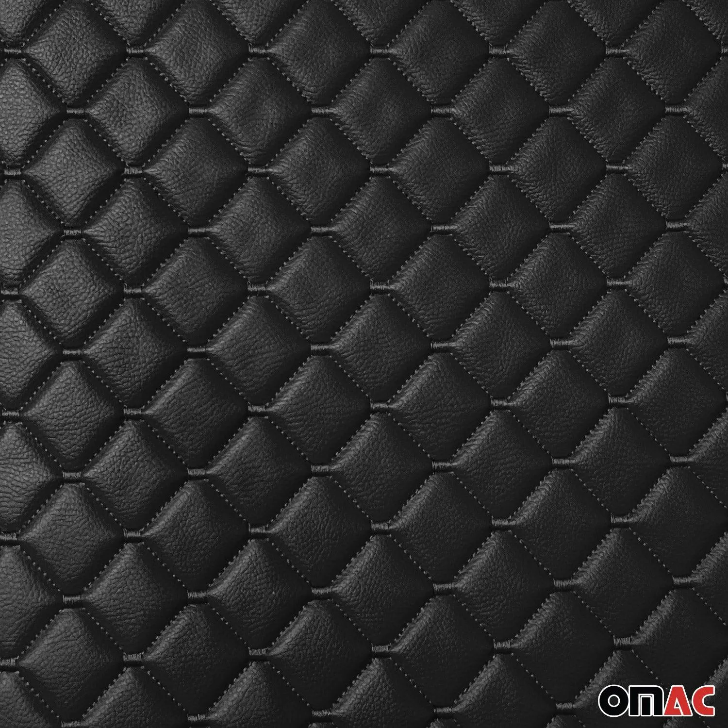 Embossed Black Faux Leather Lining Black Diamond Stitch Car Upholstery 55"x39 - Image 6