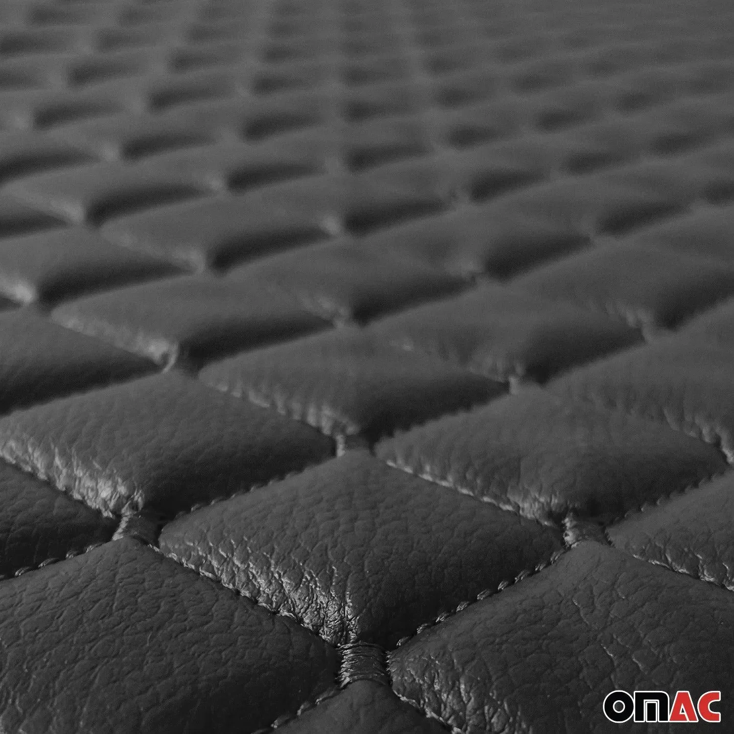 Embossed Black Faux Leather Lining Black Diamond Stitch Car Upholstery 55"x39 - Image 7