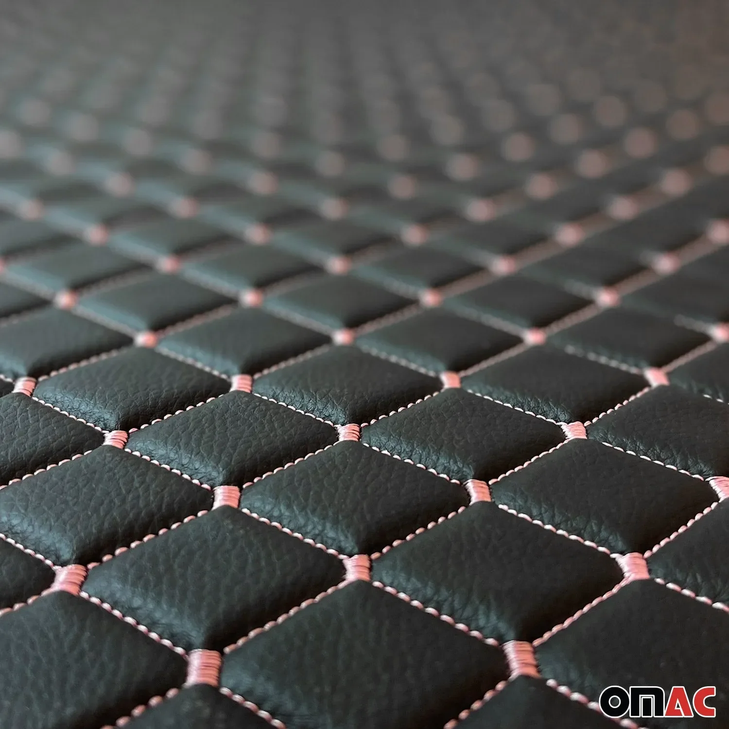 Embossed Black Faux Leather Lining Pink Stitch Car Upholstery 1 Yard x 1.5 Yards - Image 7