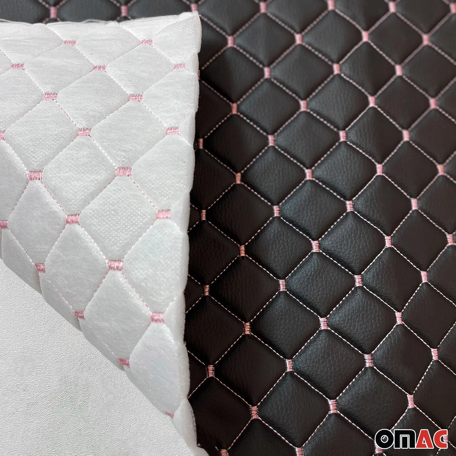 Embossed Black Faux Leather Lining Pink Stitch Car Upholstery 1 Yard x 1.5 Yards - Image 8