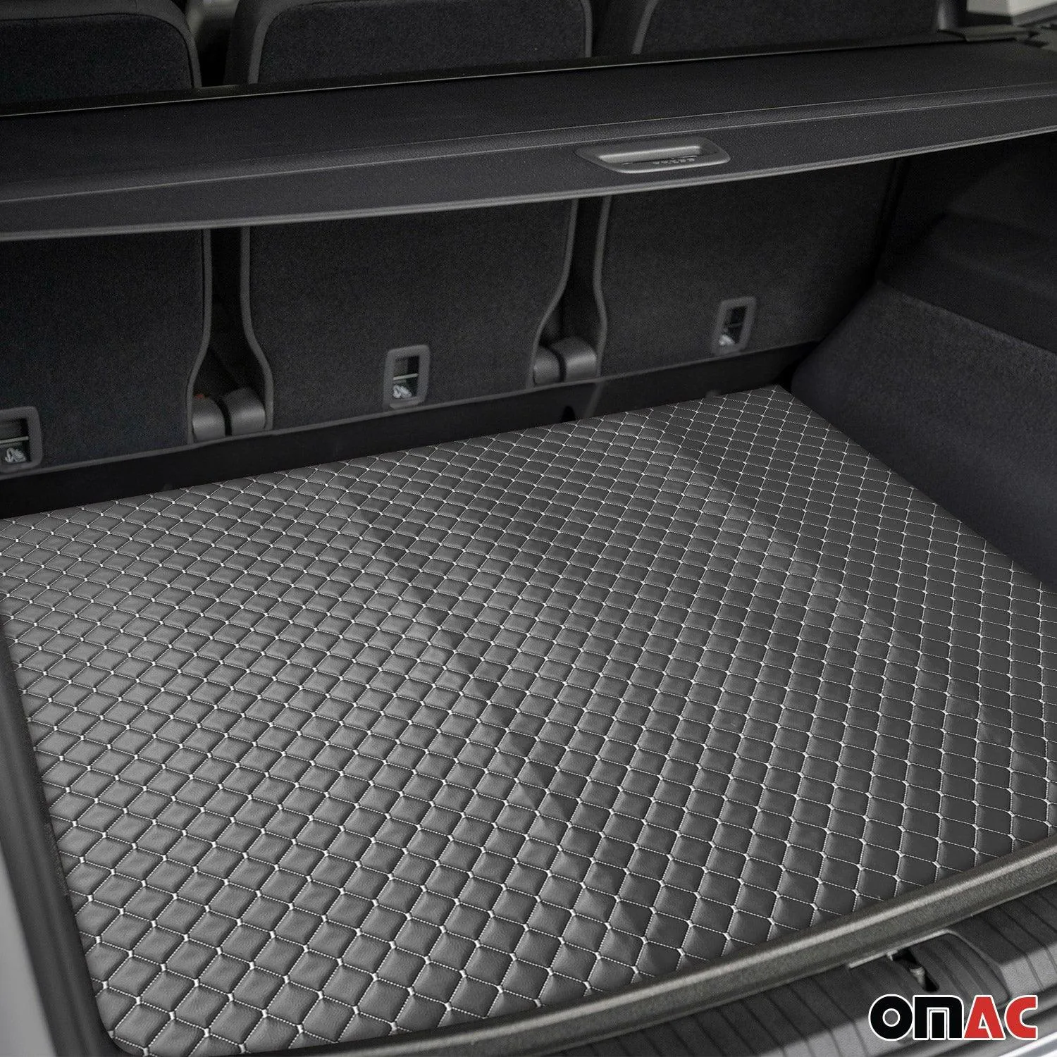 Embossed Gray Faux Leather Lining Silver Stitch Car Upholstery 1 Yardx1.5 Yards - Image 5