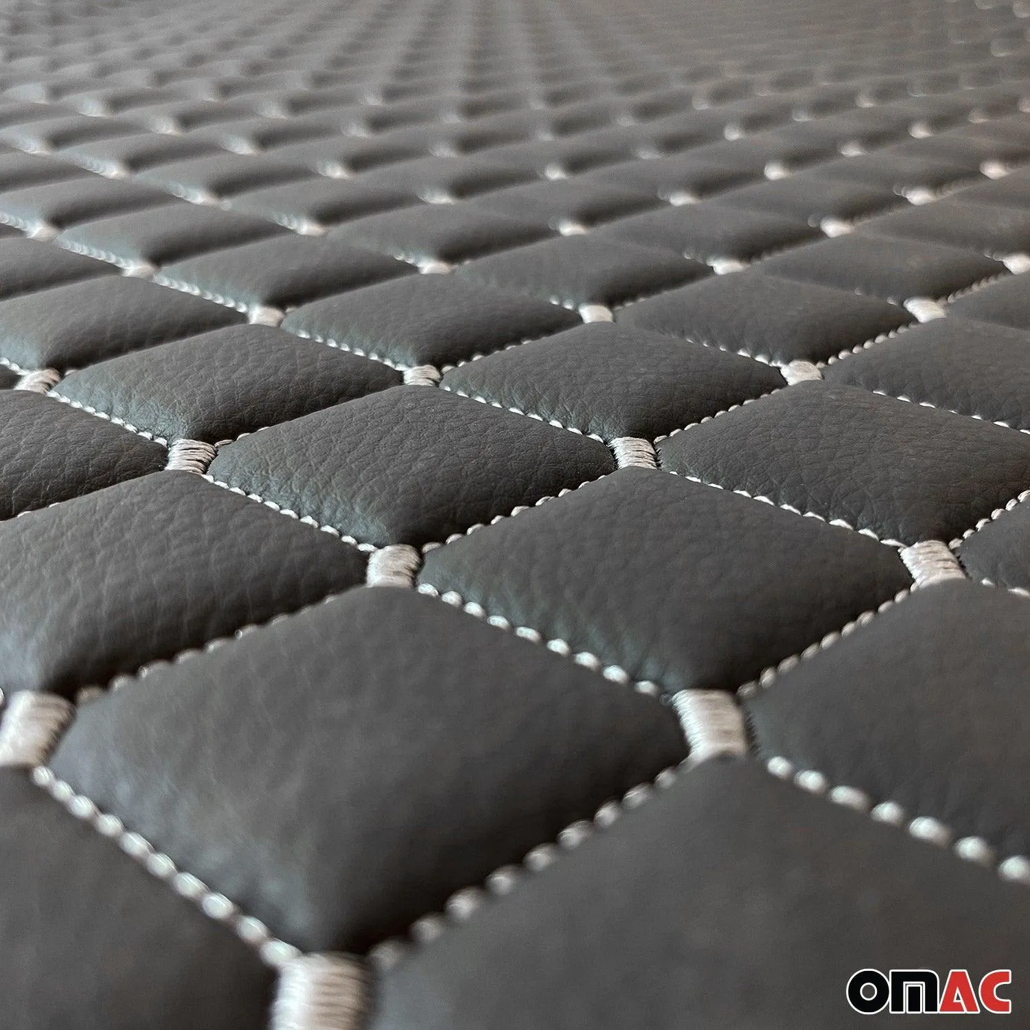 Embossed Gray Faux Leather Lining Silver Stitch Car Upholstery 1 Yardx1.5 Yards - Image 7