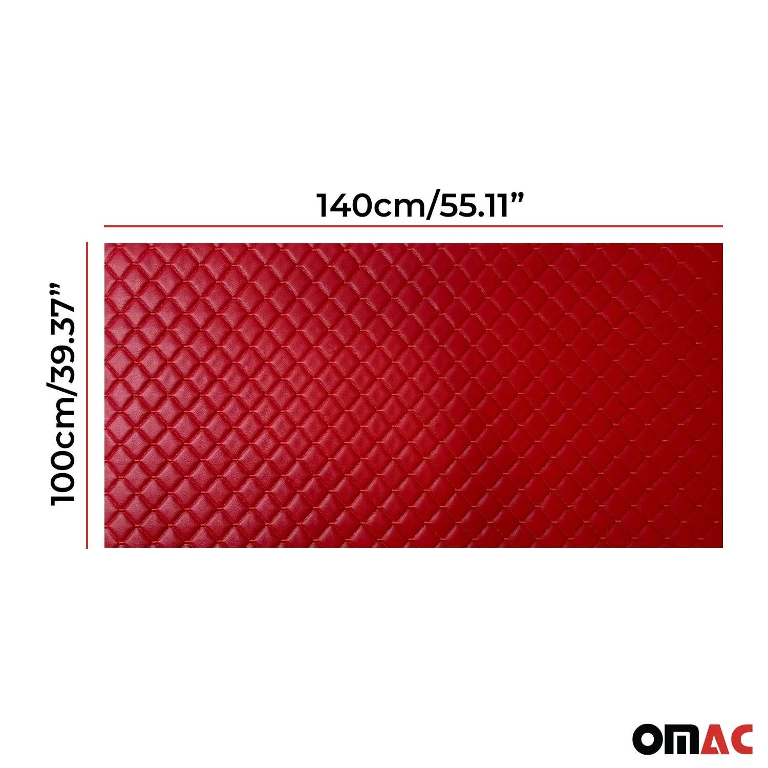 Embossed Red Faux Leather Lining Red Stitch Car Upholstery 1 Yard x 1.5 Yards - Image 3