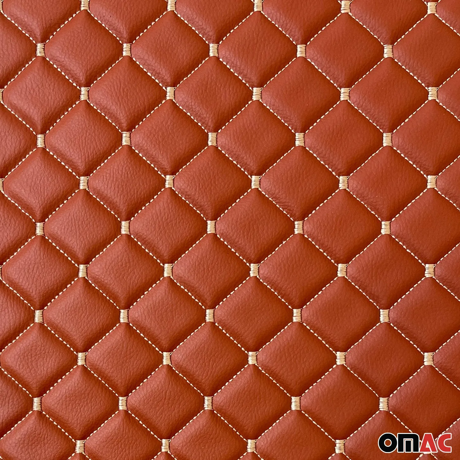 Embossed Tan Faux Leather Lining Cream Stitch Car Upholstery 1 Yard x 1.5 Yards - Image 6