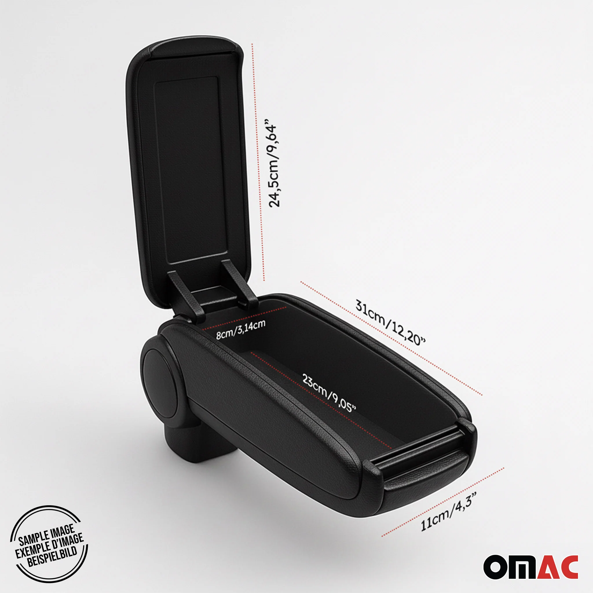 2014-2020 Fiat 500L Black Center Console Armrest Plastic PU Leather 1Pc - Image 5