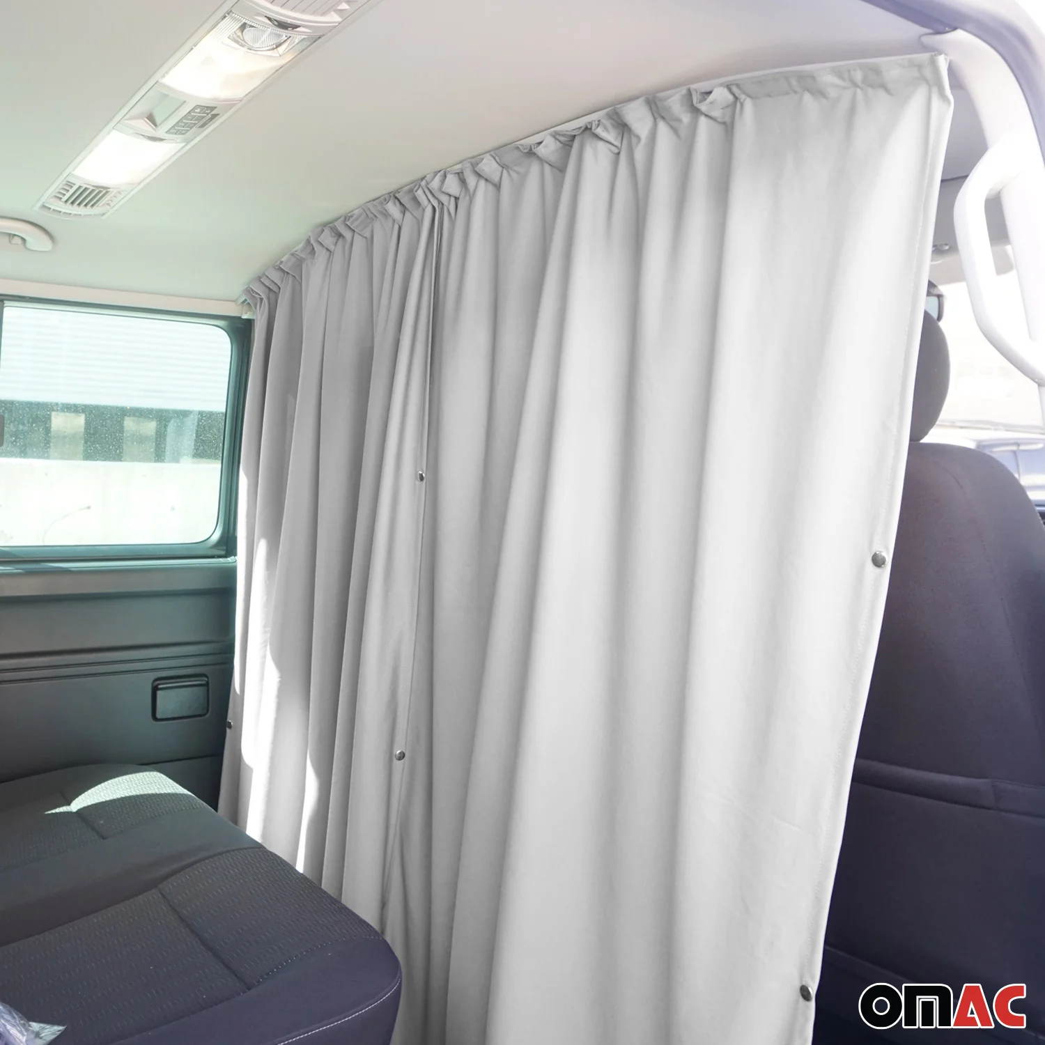 GMC Savana Cabin Divider Curtains Privacy Curtains Gray 2 Curtains - Image 6