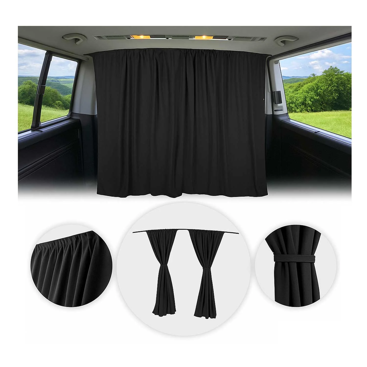 Nissan Cabin Divider Curtains Privacy Curtains Black 2 Curtains