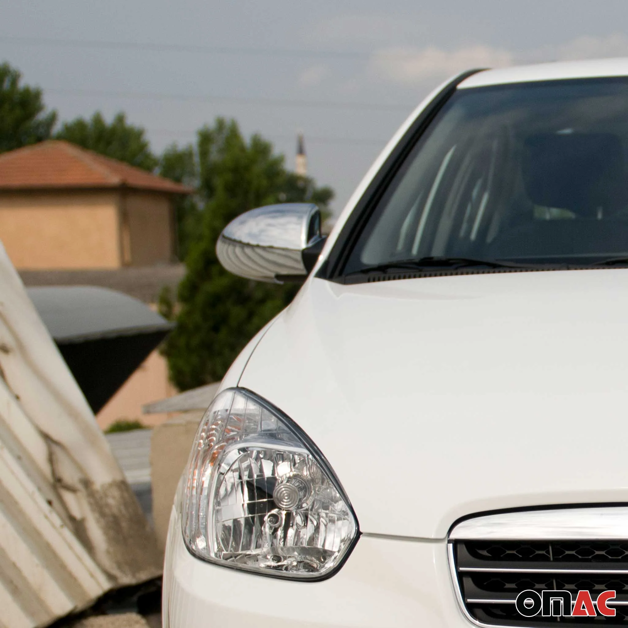 2006-2011 Hyundai Accent 3.gen Sedan Side Mirror Cover Caps Chrome Silver 2 Pcs - Image 2