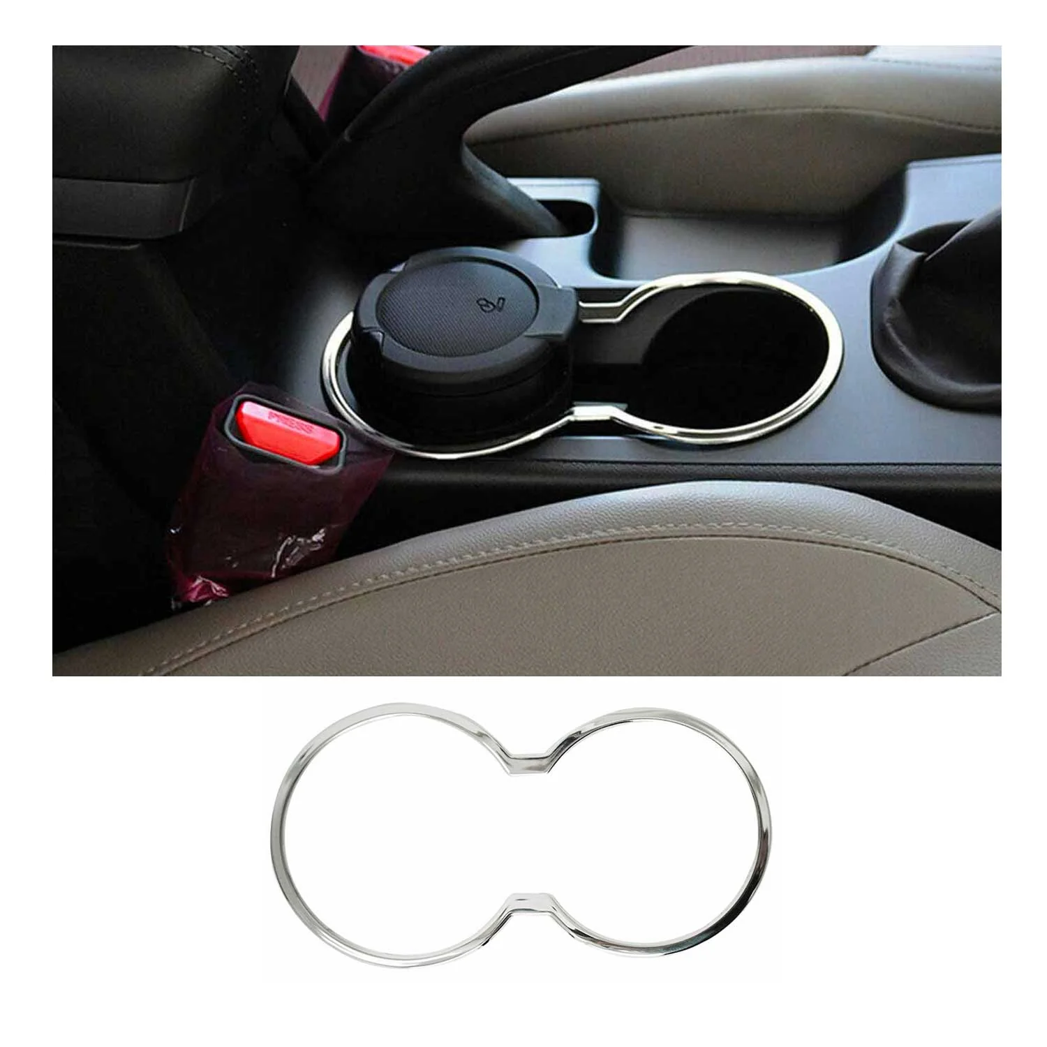 2010-2015 Hyundai Tucson Cup Holder Frame Inner Molding Trim Silver Stainless Steel