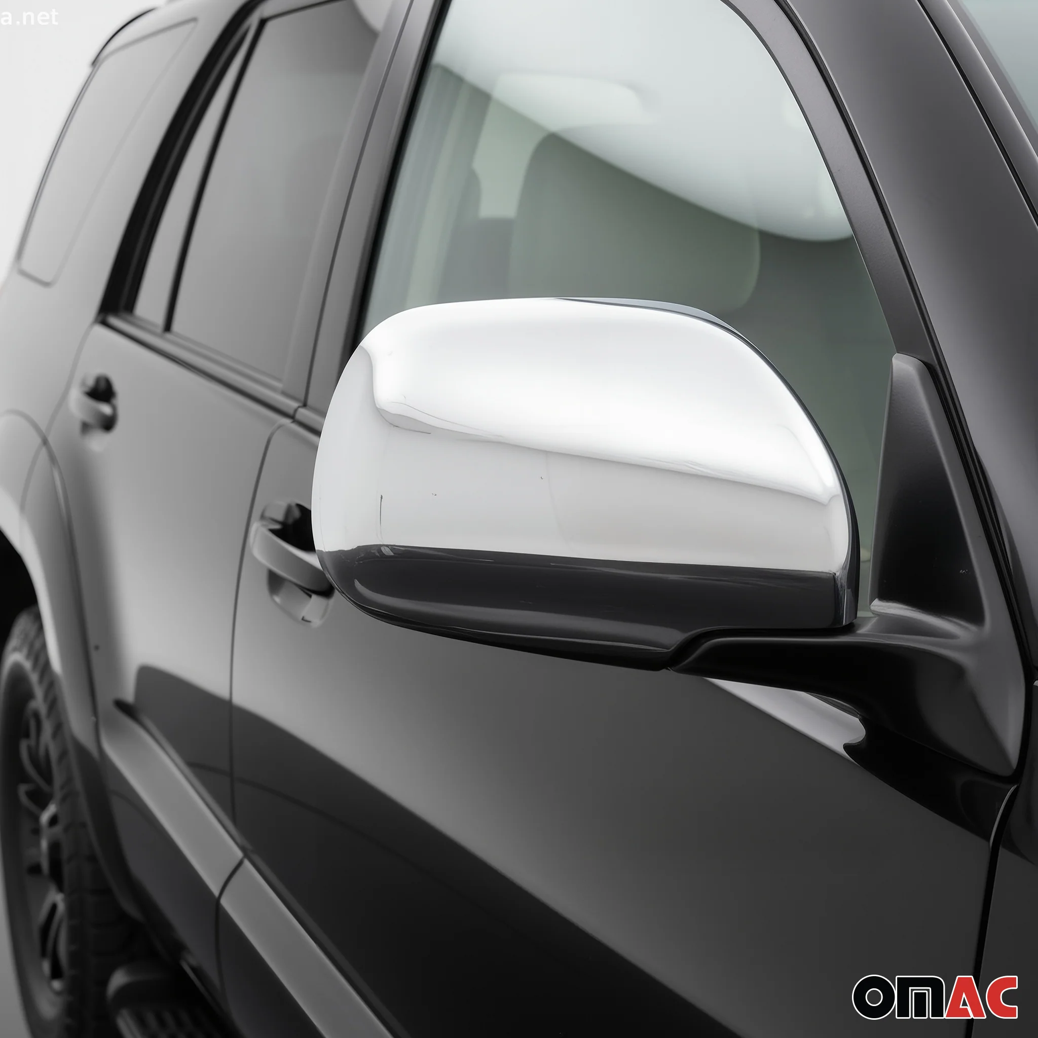 2003-2009 Lexus GX 470 Side Mirror Cover Caps Stainless Steel Silver 2 Pcs - Image 3