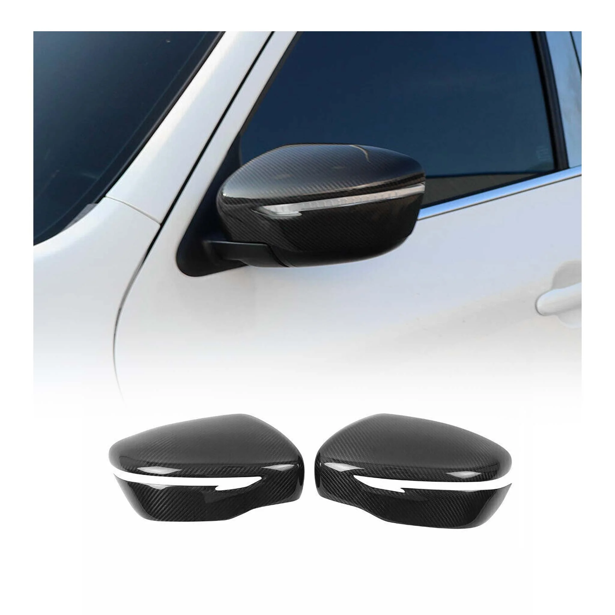 2014-2020 Nissan Rogue Side Mirror Cover Caps Carbon Fiber Black 2 Pcs
