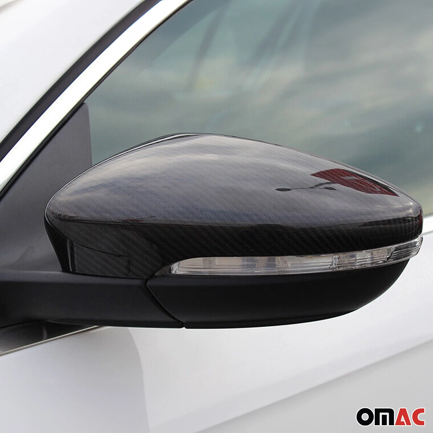 2012-2016 VW EOS Side Mirror Cover Caps Carbon Fiber Black 2 Pcs - Image 2