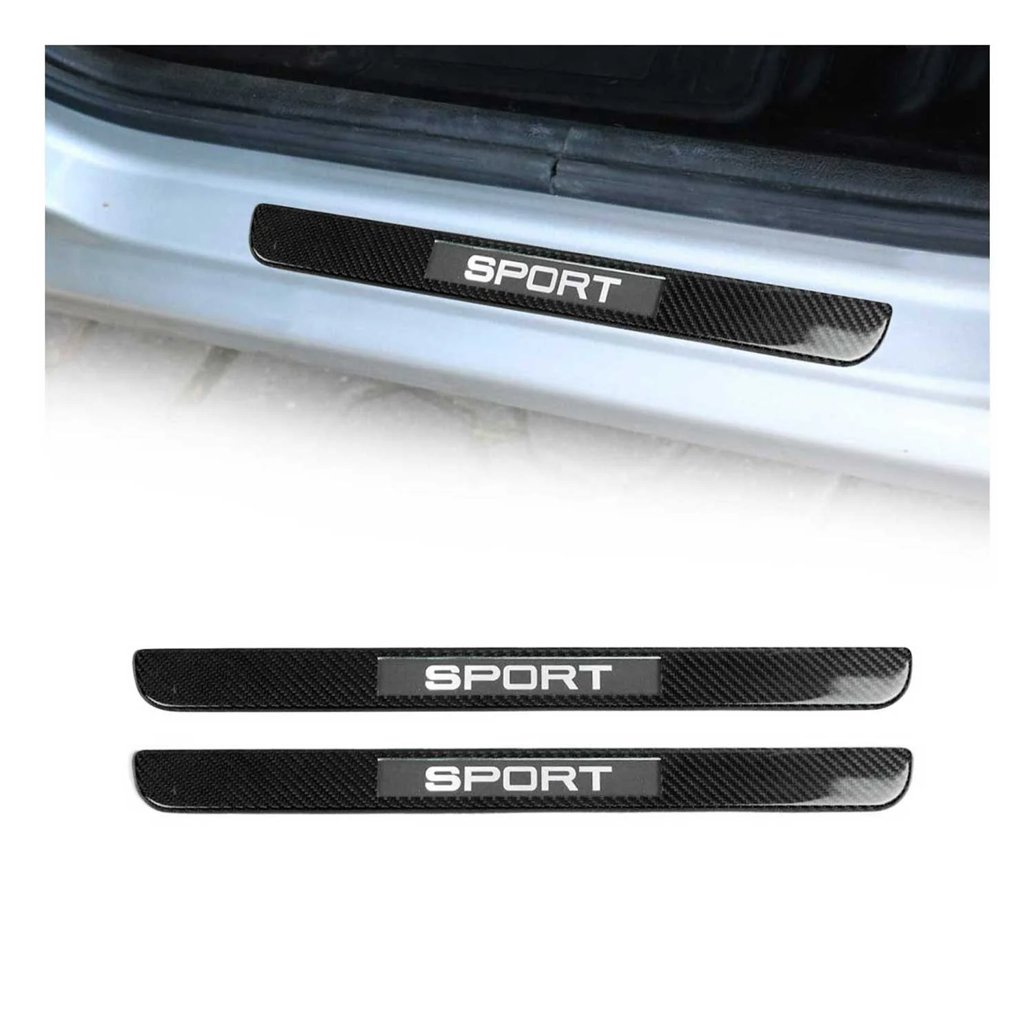2012-2014 VW Passat B7 Door Sill Scuff Plate Illuminated Carbon Fiber Black 2Pcs