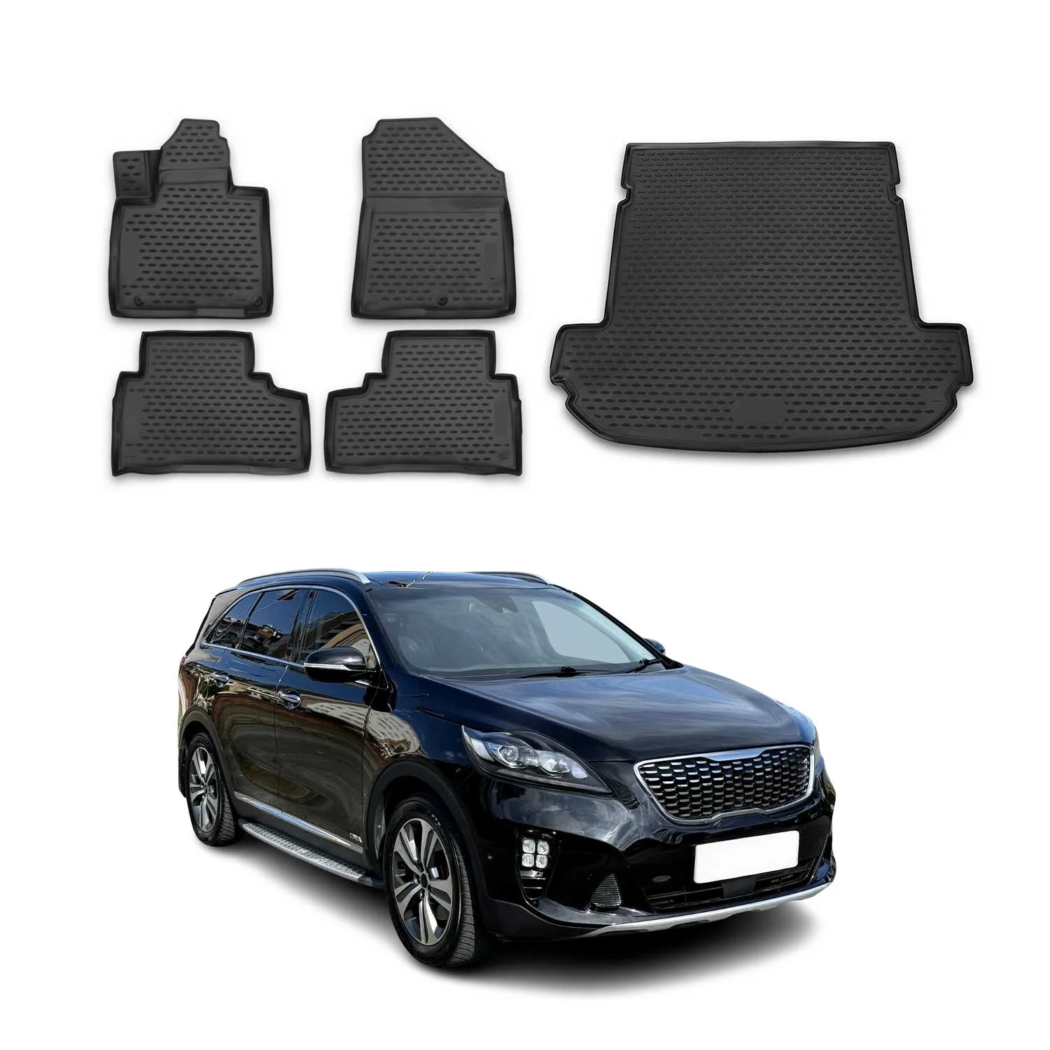 2016-2020 Kia Sorento Floor Mats & Cargo Liner Full Set All Weather Black