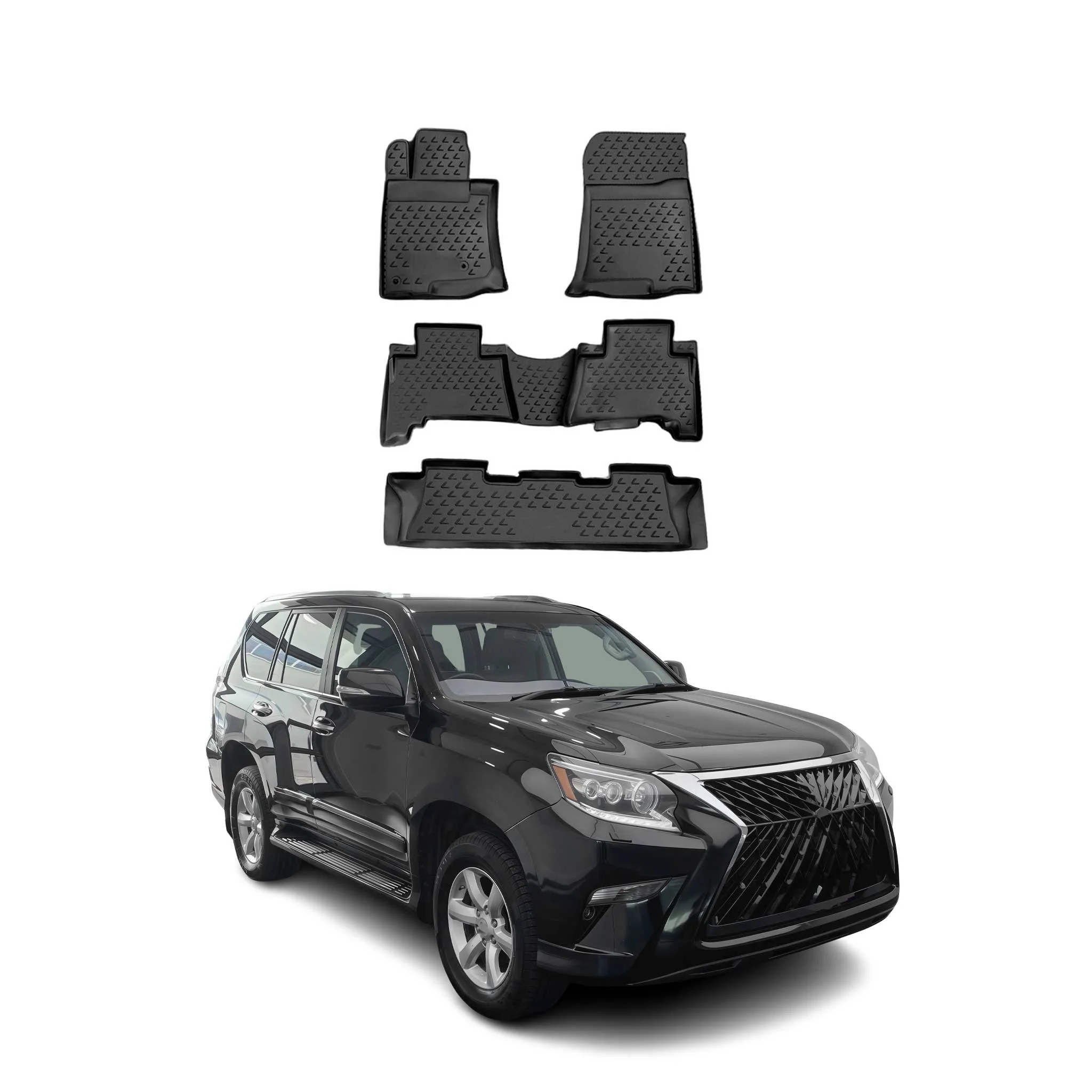 2010-2024 Toyota 4Runner Floor Mats Liners Full Set All Weather Black