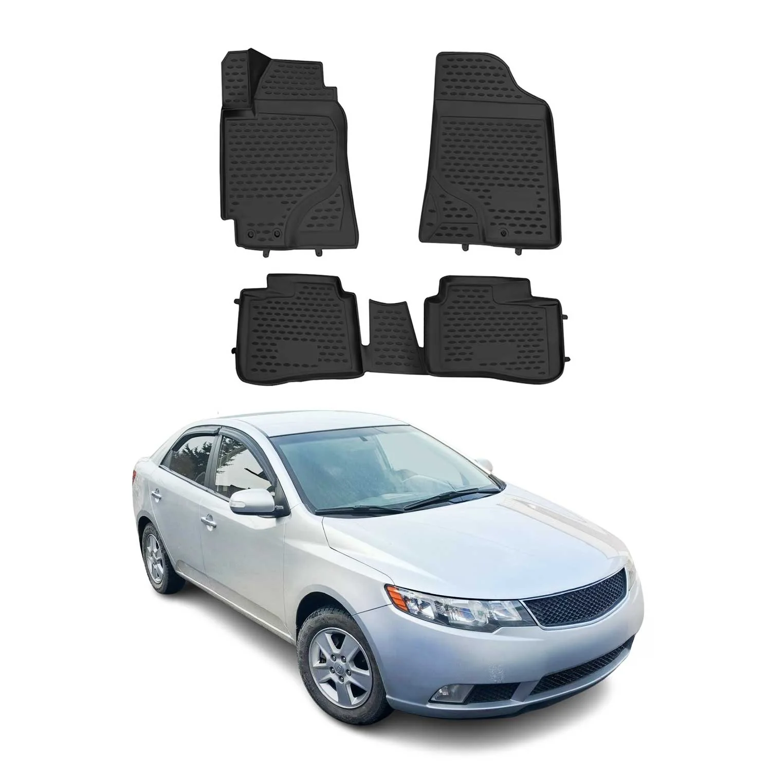 2010-2013 Kia Forte Sedan Floor Mats Liners Full Set All Weather Black