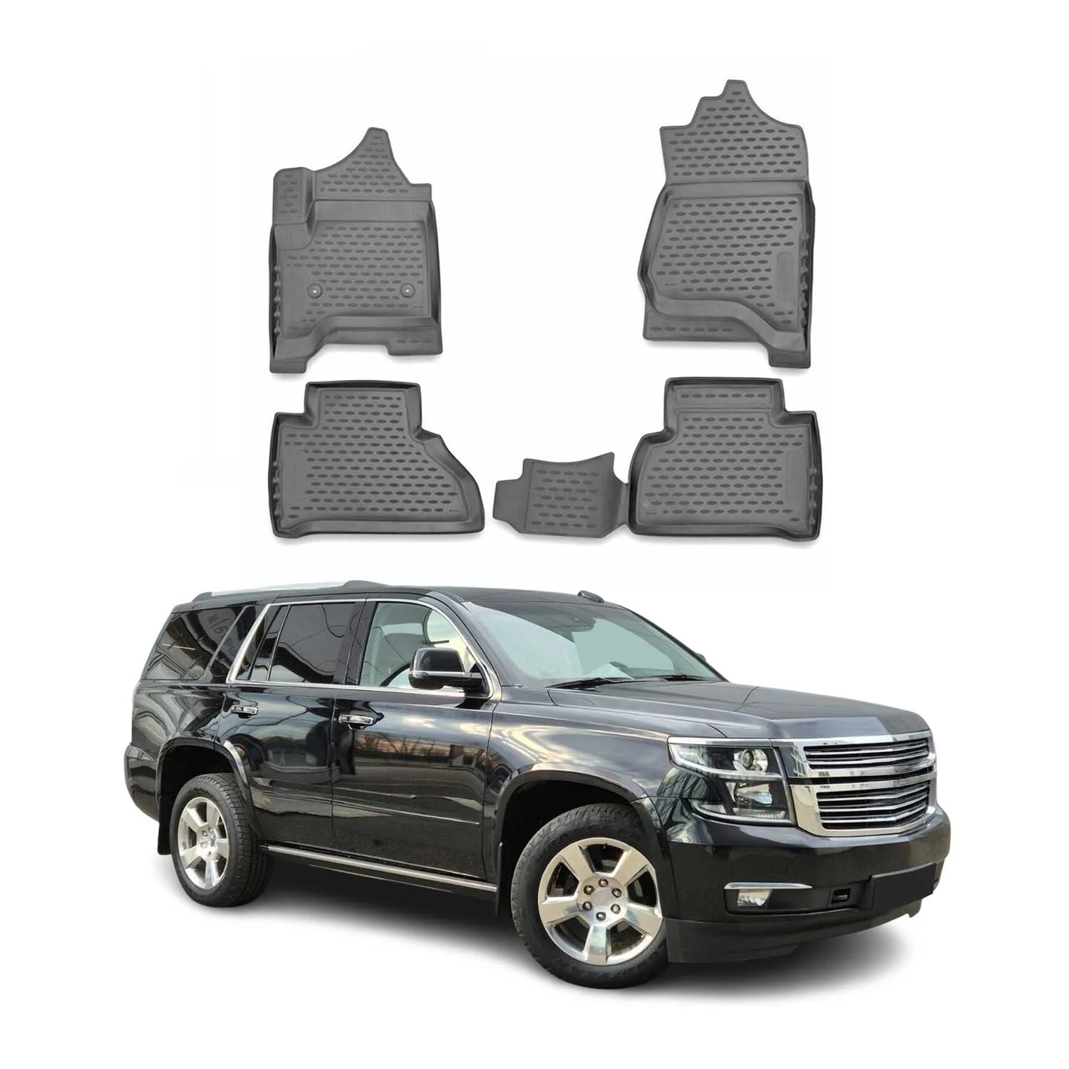 2015-2020 Chevrolet Tahoe Floor Mats Liners Full Set All Weather Gray