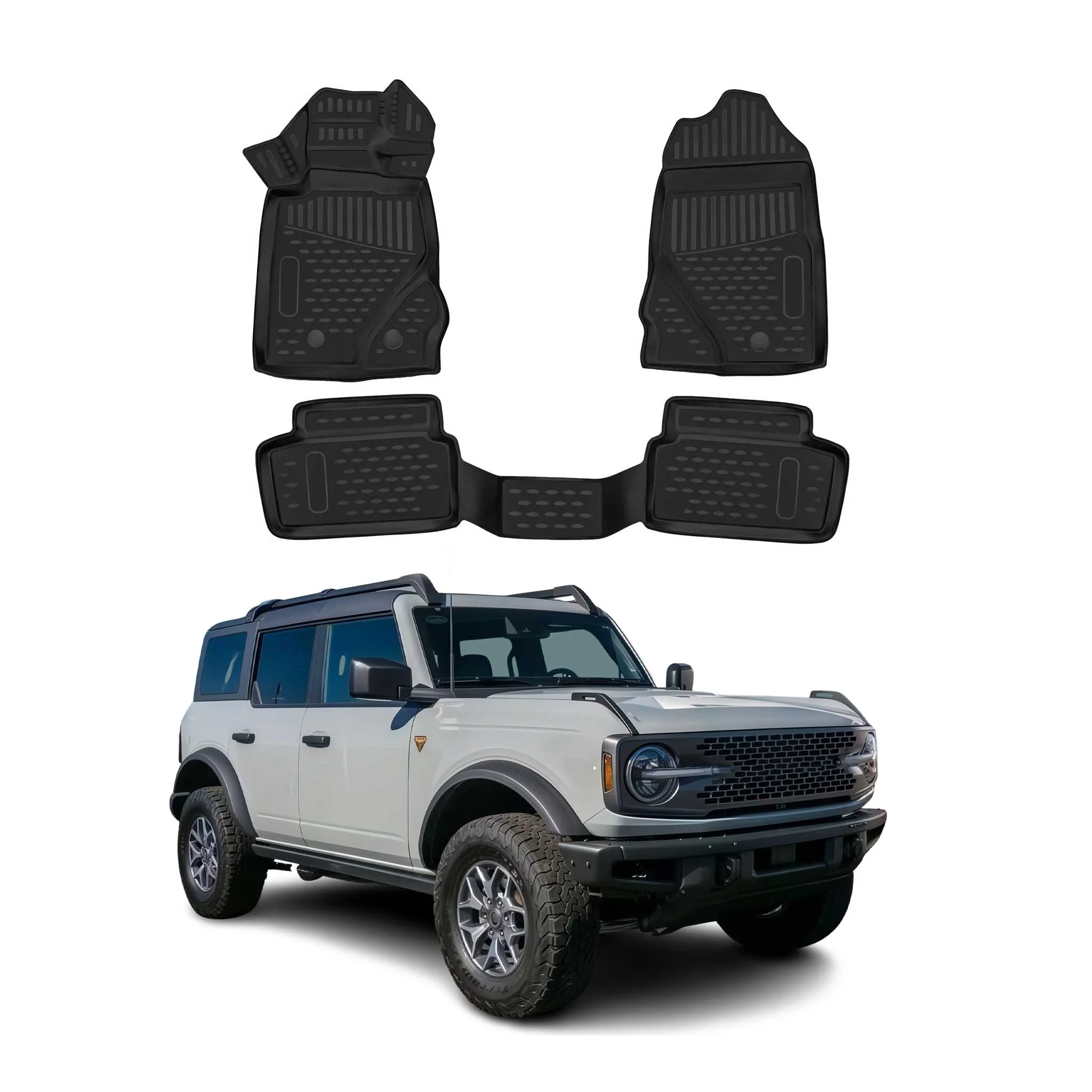 2021-2024 Ford Bronco 2 Door Floor Mats Liners Full Set All Weather Black