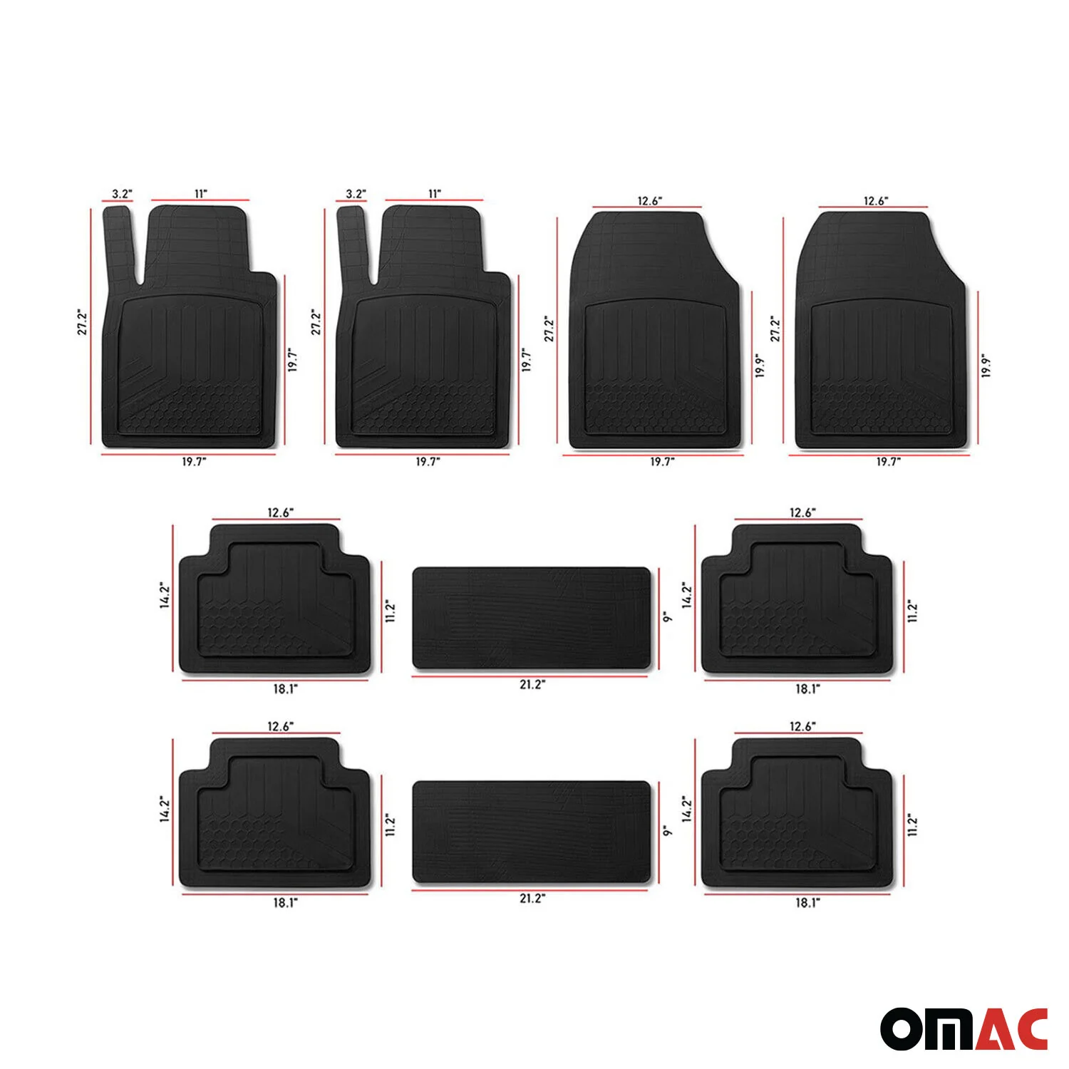2006-2012 Mercedes R Class W251 Semi-Custom fit Floor Mats Liner Black 8Pcs - Image 4