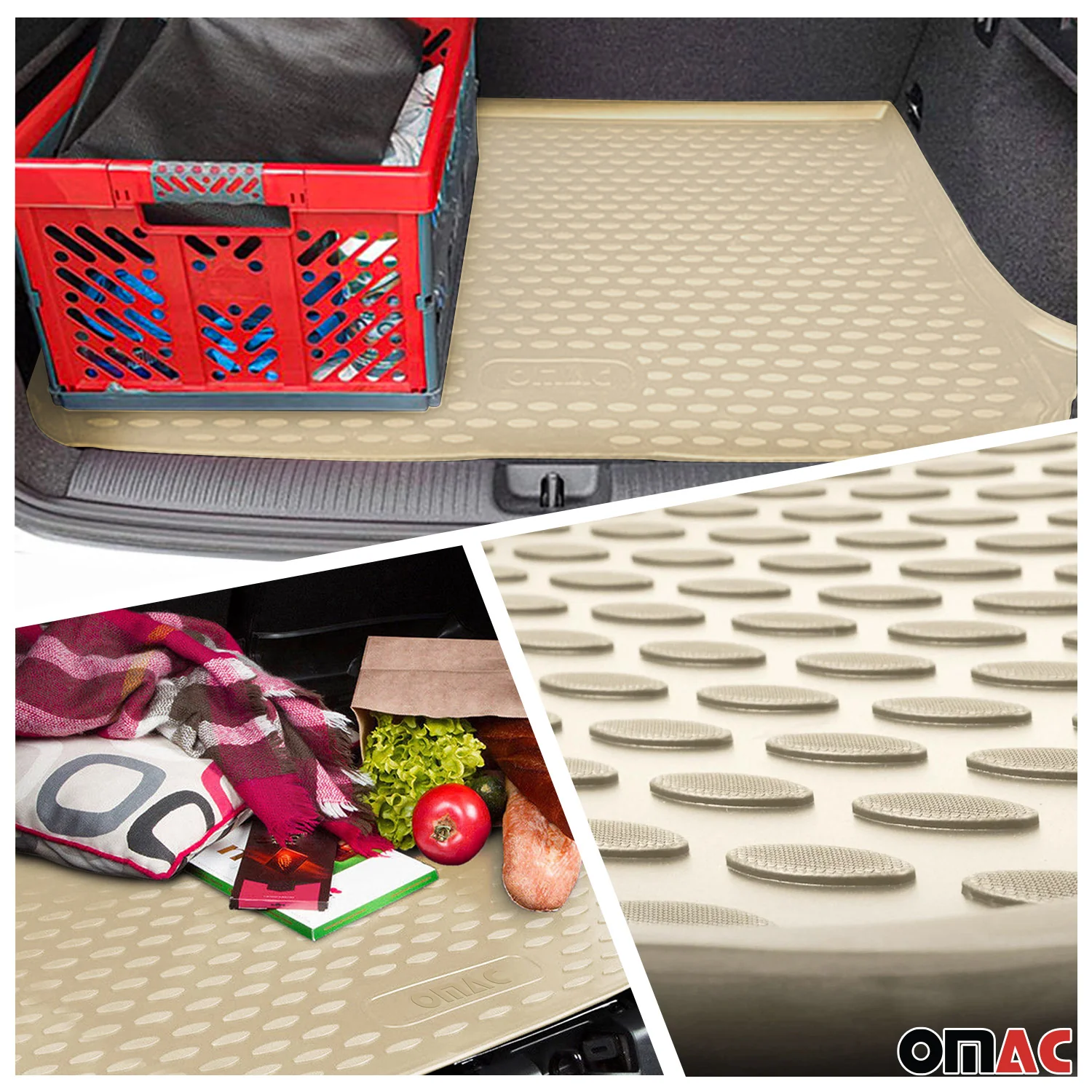 2010-2014 Mercedes C Class W204 Sedan Floor Mats & Cargo Liner Full Set All Weather Beige - Image 3