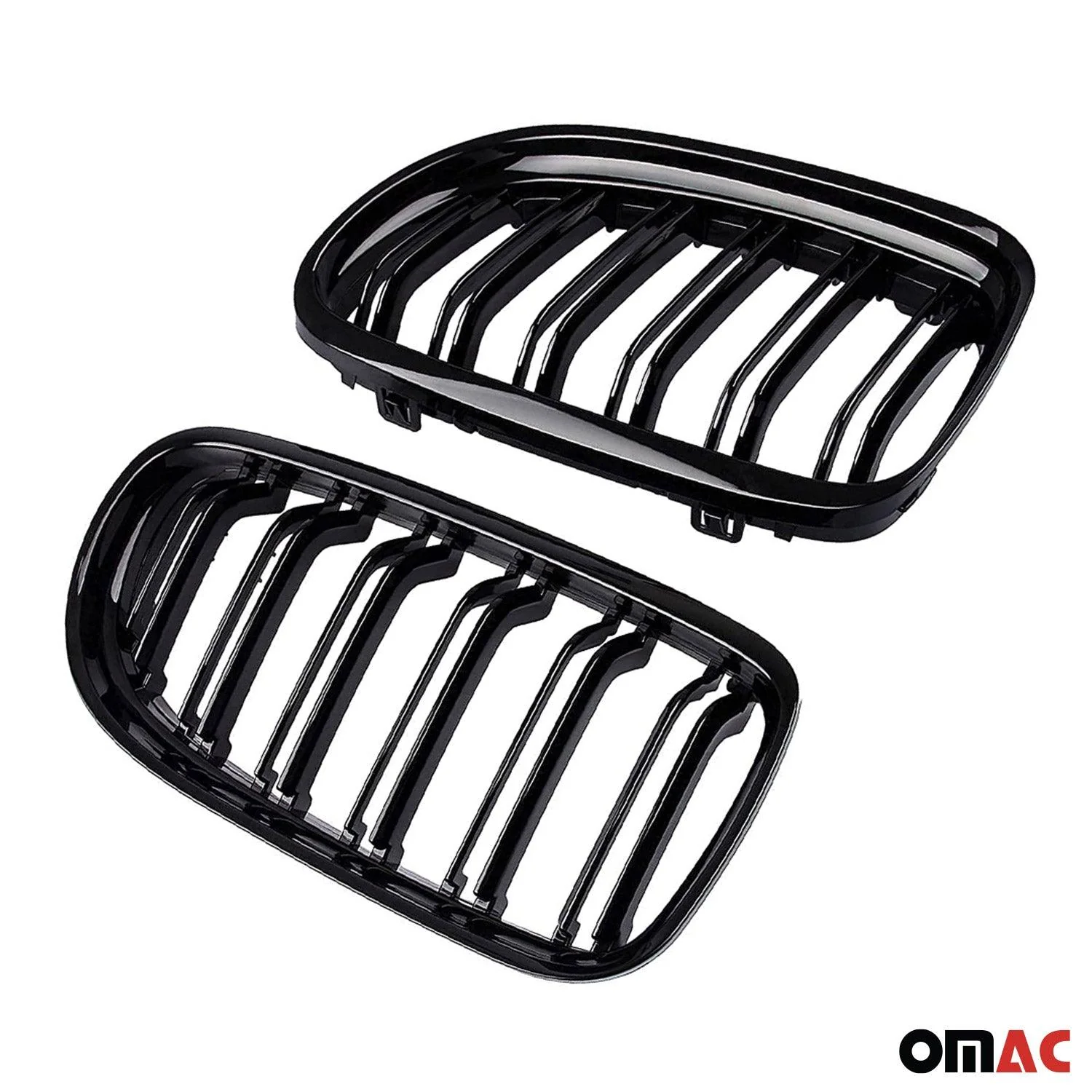 2009-2012 BMW 3 Series E90 E91 E92 E93 FL Front Kidney Grille M4 Style Gloss Black Dual Slat - Image 2