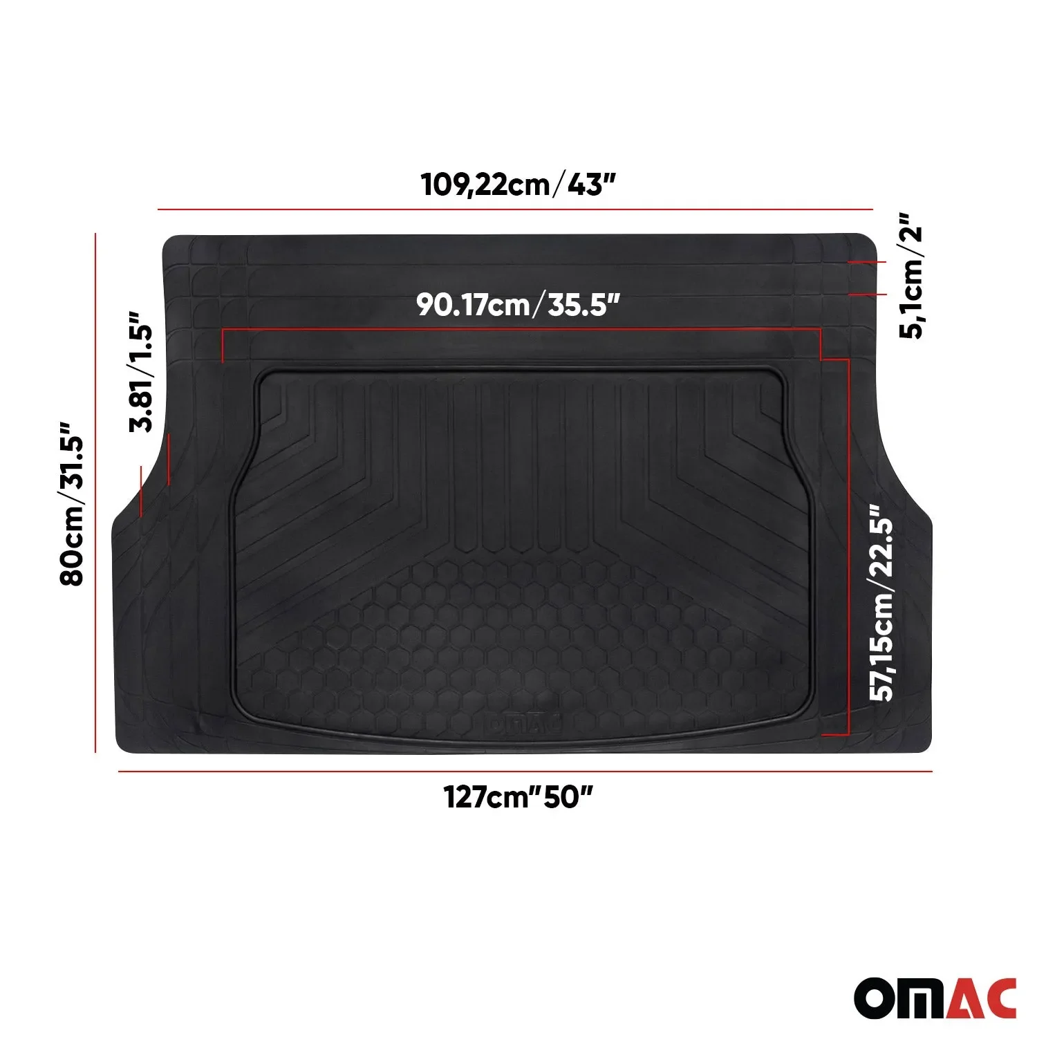 Cadillac XTS Semi-Custom fit Cargo Mats Liner All Weather Black Rubber - Image 5