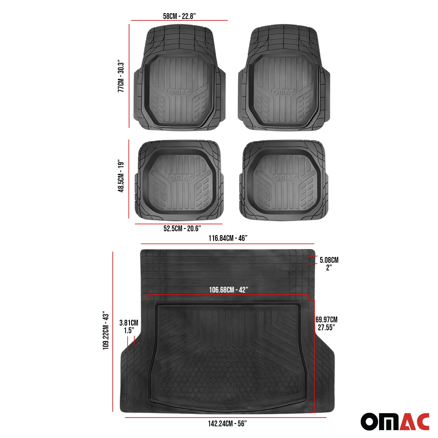Dodge Grand Caravan Semi-Custom fit Floor Mats & Cargo Liner Black - Image 5