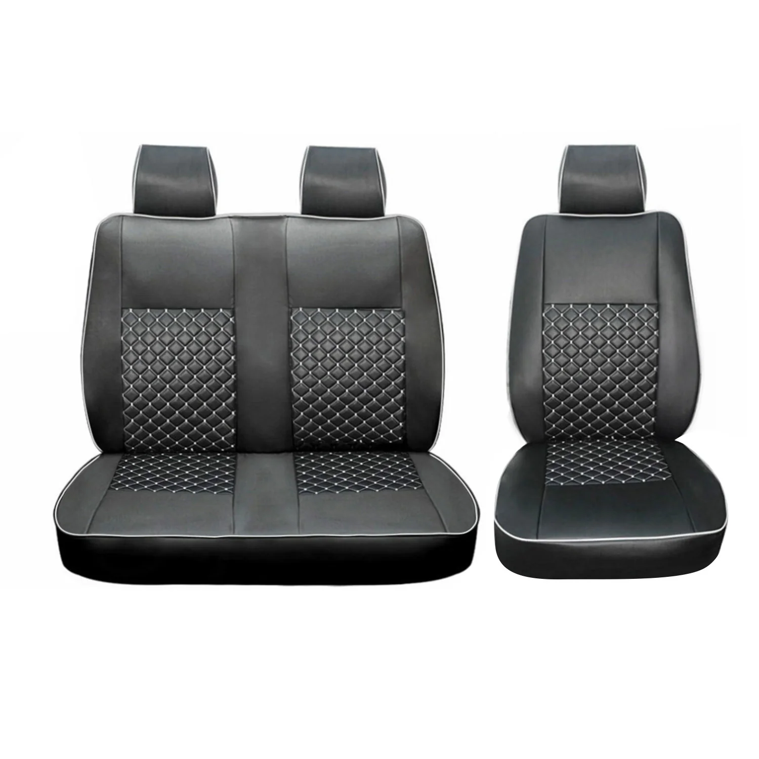 2015-2026 Ford Transit Leather Front Car Seat Covers Protector Black White