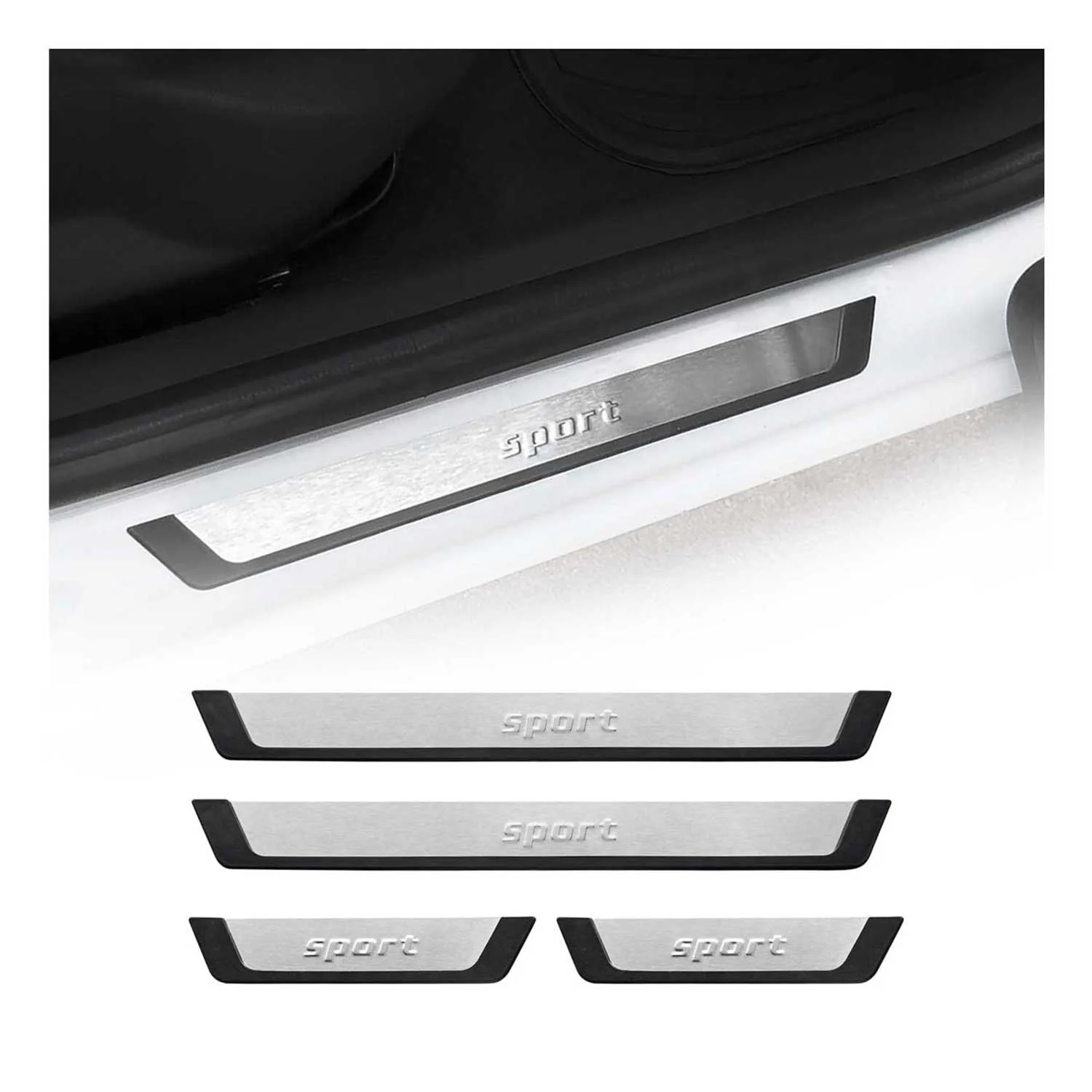 Hyundai Venue Door Sill Scuff Plate Scratch Protector Sport Brushed Stainless Steel 4Pcs