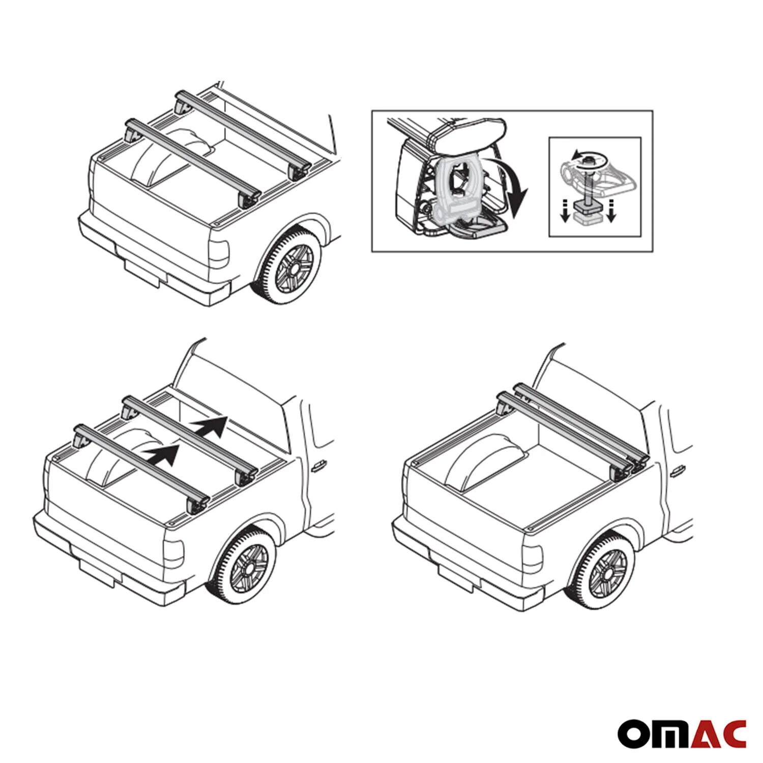 2020-2024 Jeep Gladiator Truck Bed Rack System Alu Pick Up Sliding Rack 4Pcs - Image 4