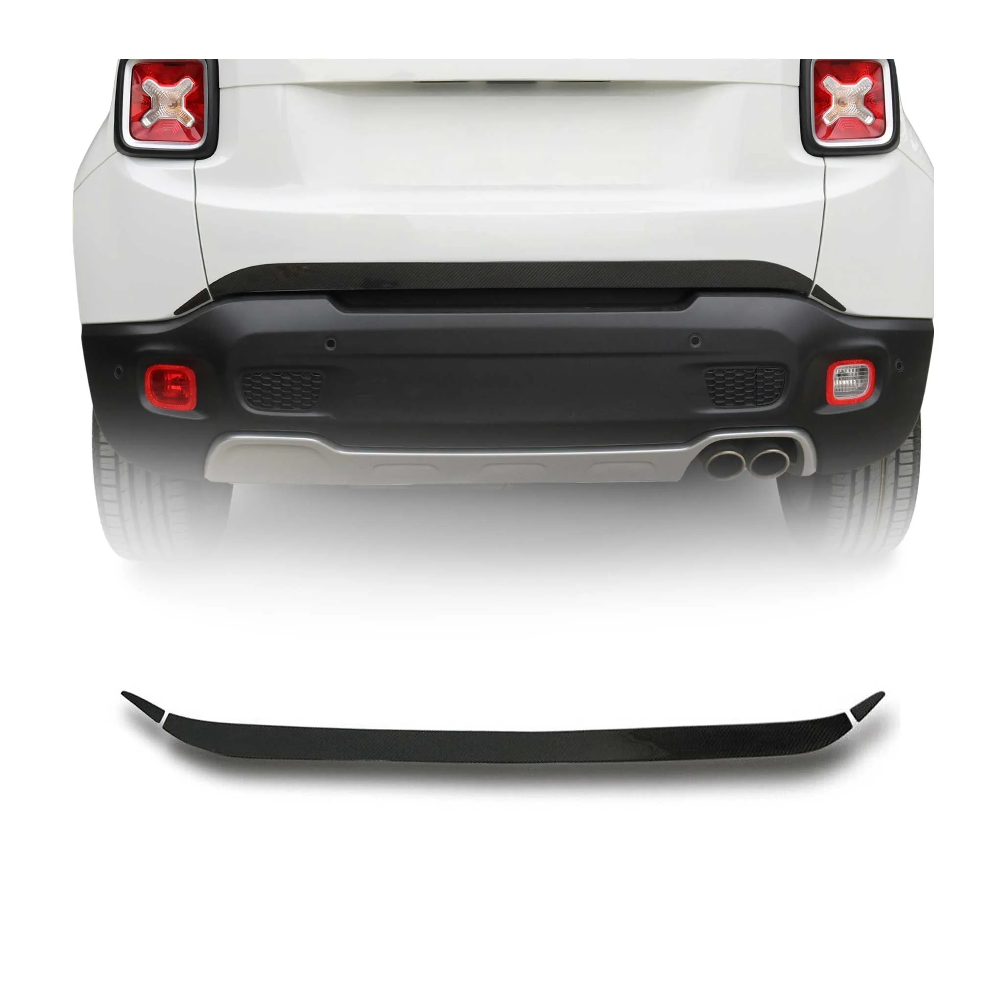 2015-2018 Jeep Renegade Rear Trunk Molding Trim Carbon Fiber Black 3 Pcs